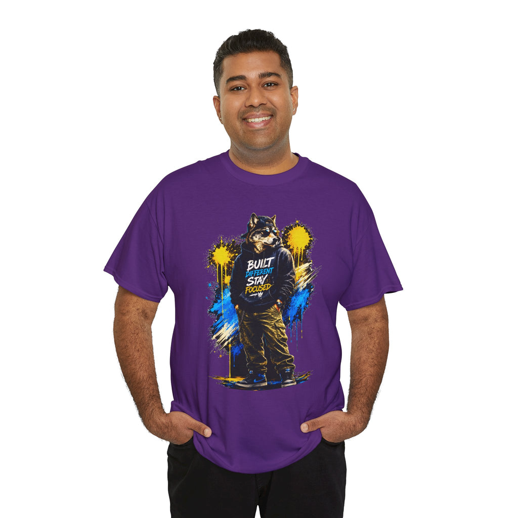 Raccoon Street Art Tee — "Built Not Born" Graphic T-Shirt