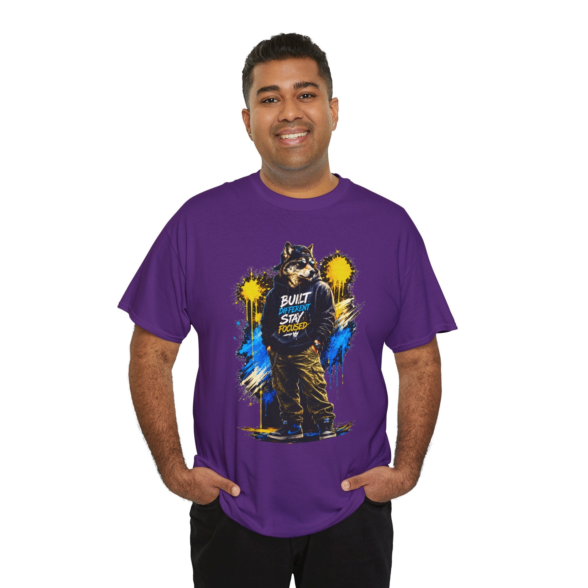 Raccoon Street Art Tee — "Built Not Born" Graphic T-Shirt
