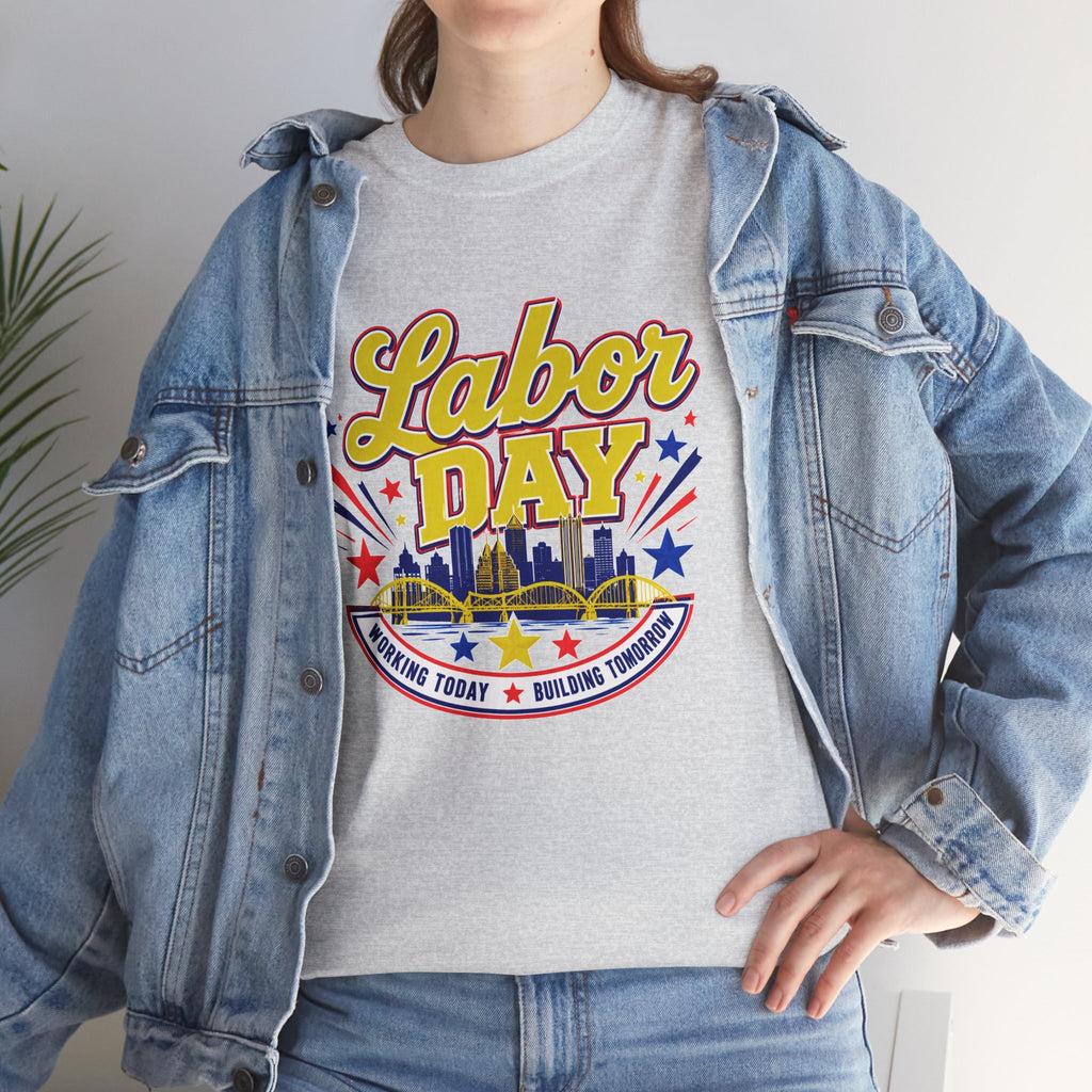 Labor Day Skyline T‑Shirt — Retro Stars & Stripes Celebration Tee