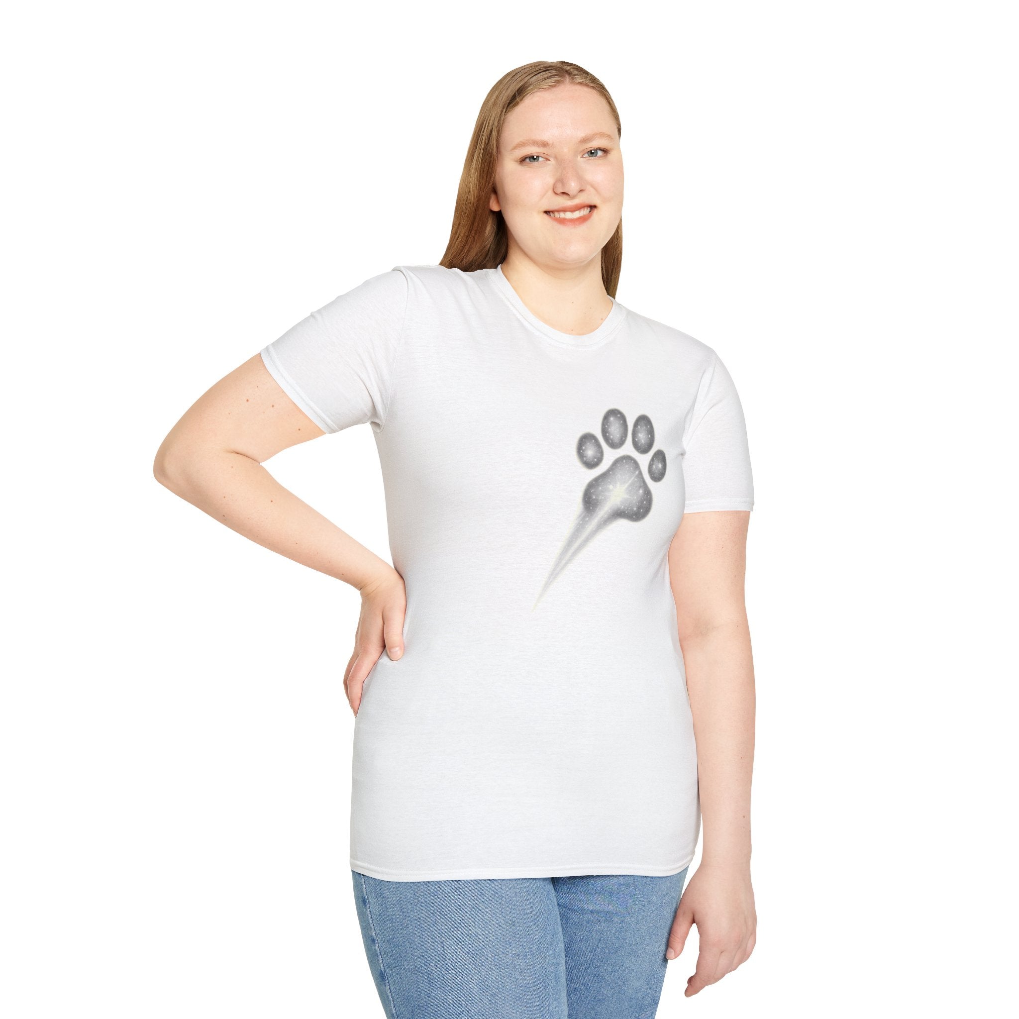 Cat Paw Meteor T-Shirt - Minimalist Paw Print Meteor Design
