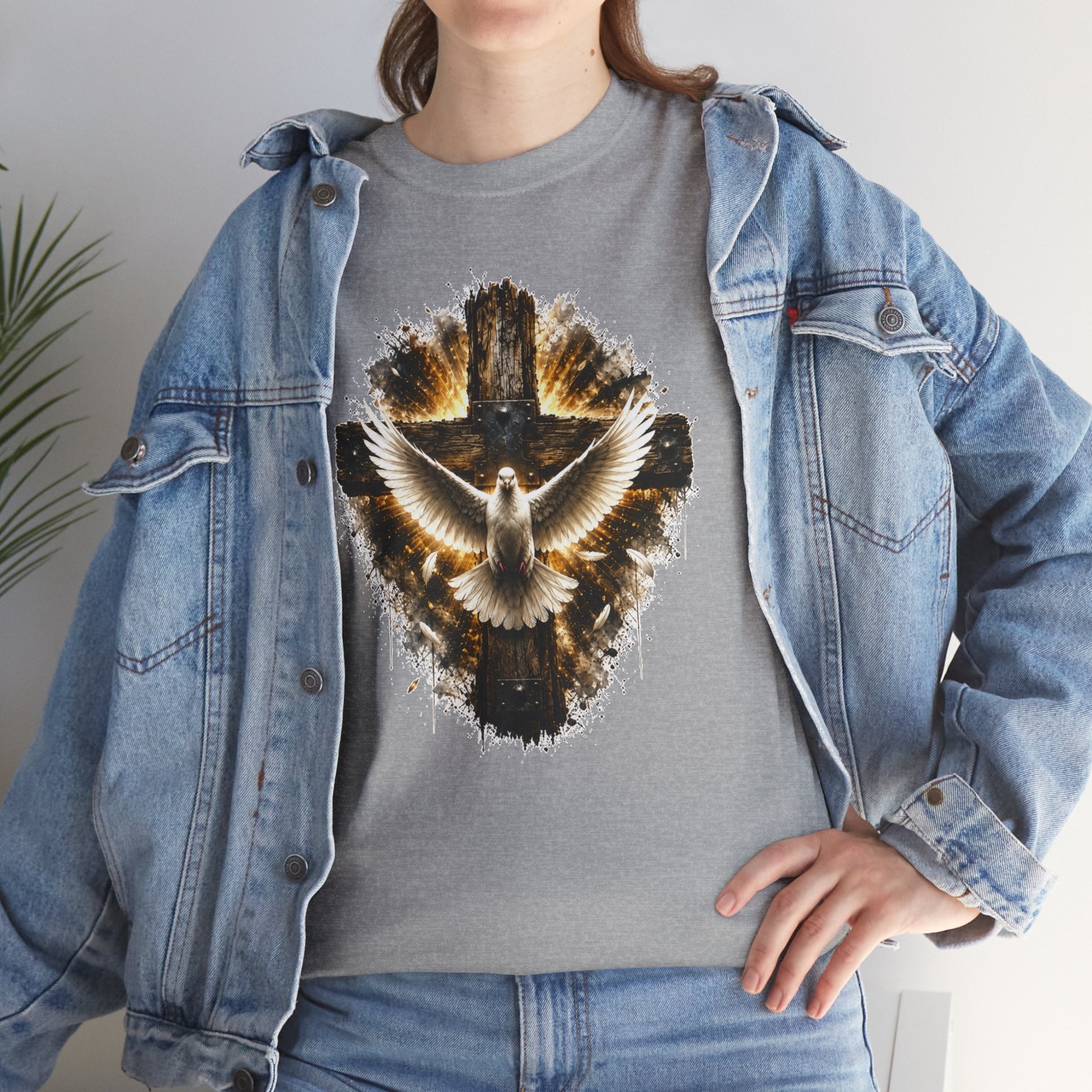 Christian Dove Cross T-Shirt | Holy Spirit Shirt | Faith Graphic Tee | Religious Gift | Bible Believer Shirt | Unisex Christian Tee
