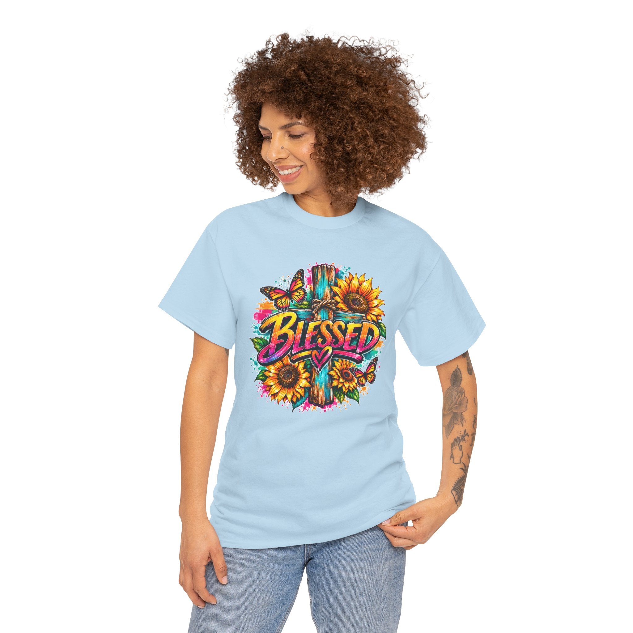 Blessed Christian T-Shirt, Faith Hope Love Tee, Jesus Cross Shirt, Religious Graphic Tee, Christian Gift, Unisex Shirt