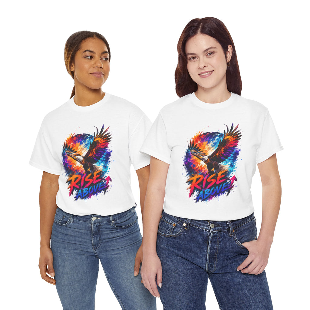 Rise Above Eagle Graphic T-Shirt | Motivational Unisex Tee | Colorful Freedom Bird Shirt