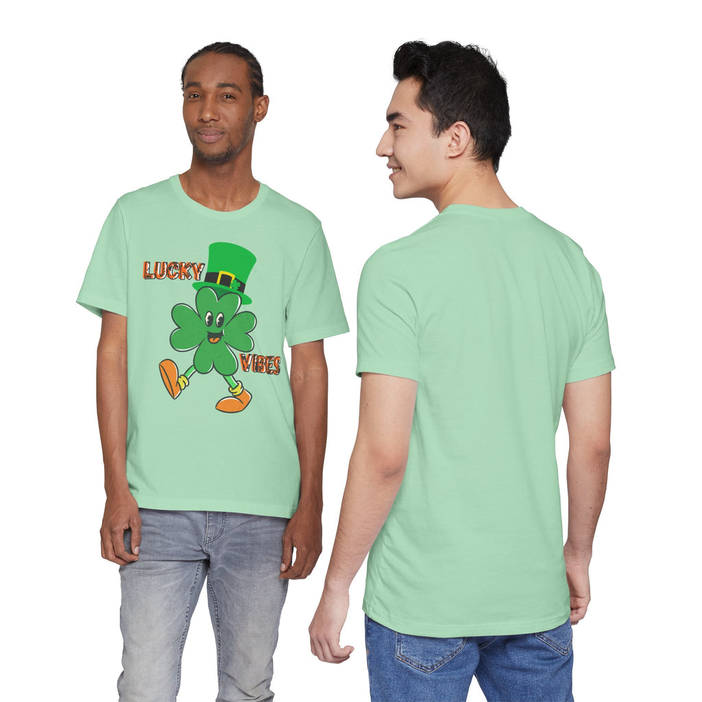 Lucky Vibes Saint Patrick's Day T-Shirt — Walking Shamrock Graphic Tee