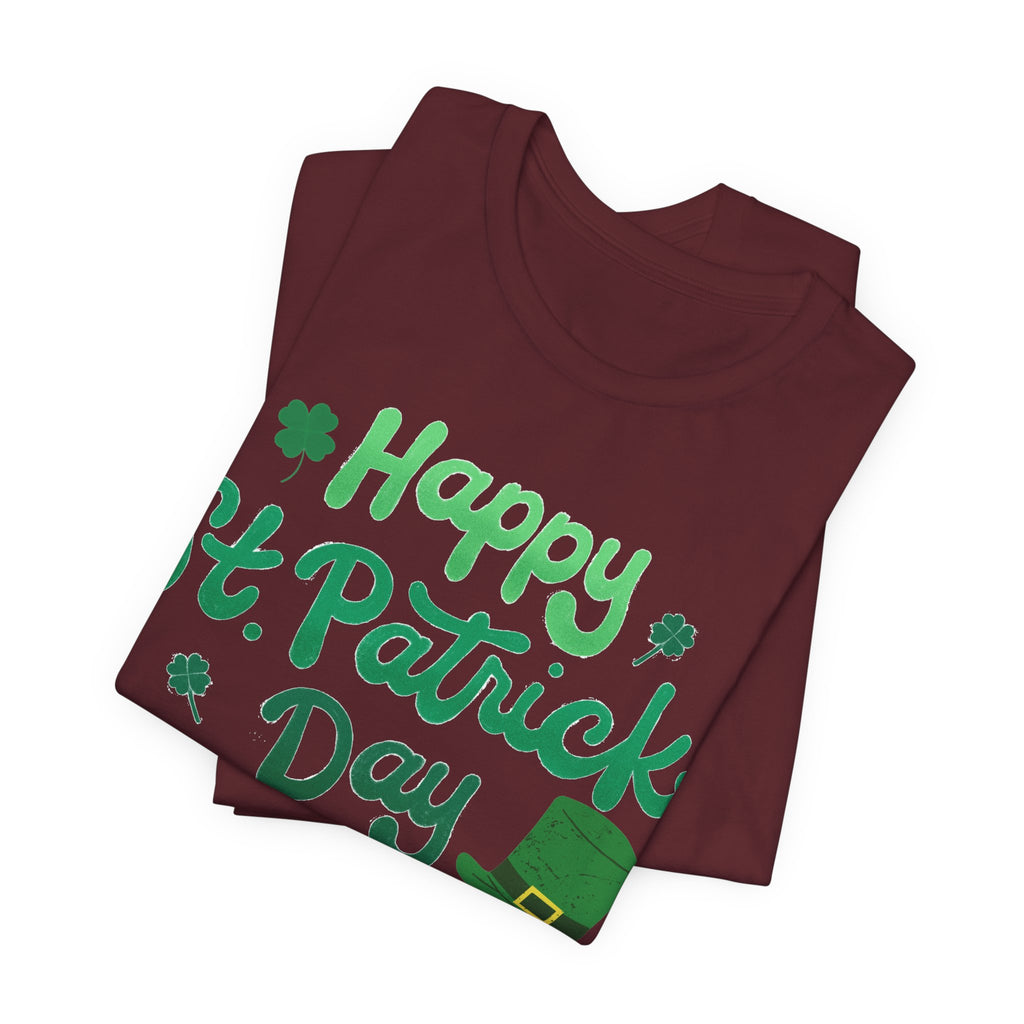 Happy St. Patrick's Day T-Shirt – Green Shamrock & Leprechaun Hat Tee