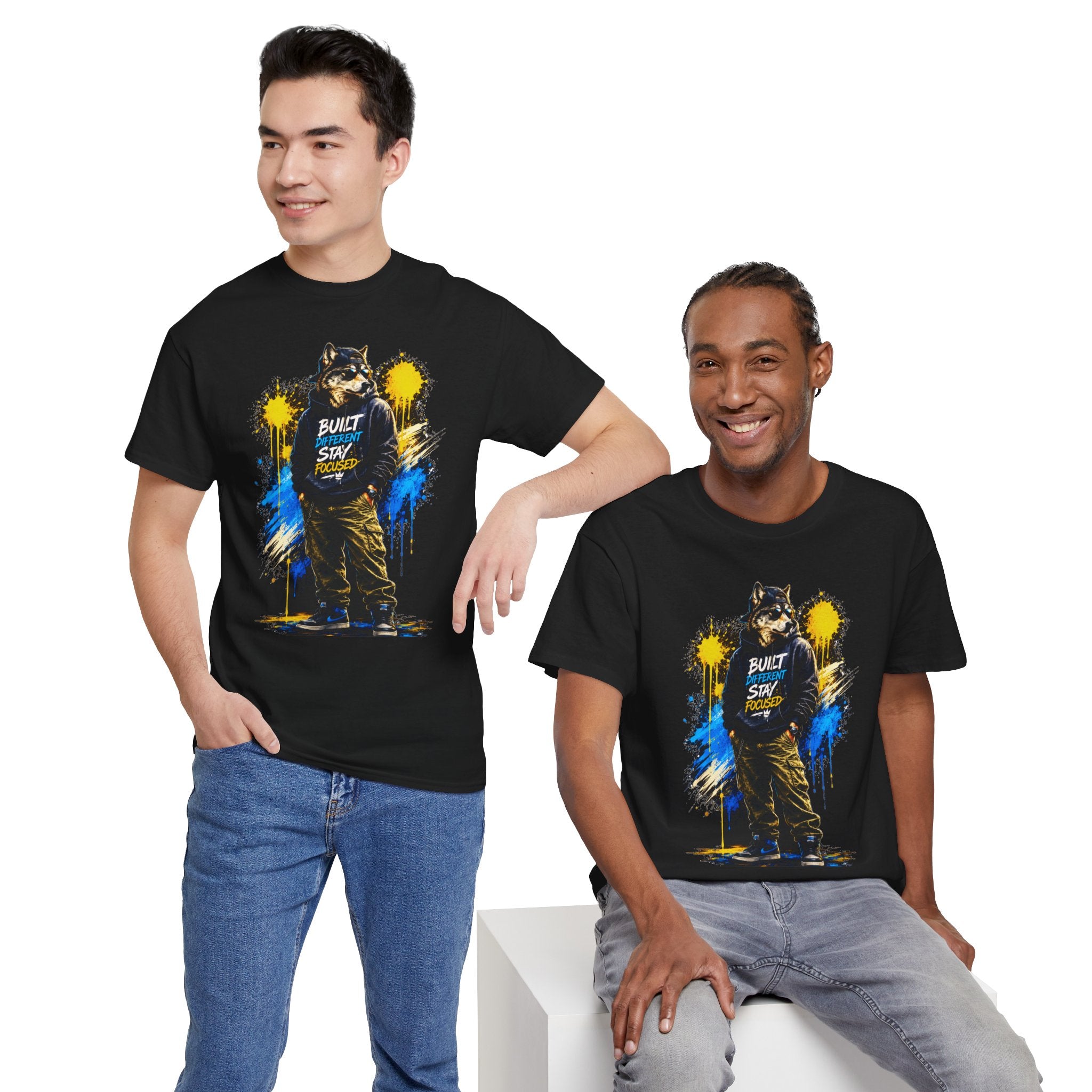 Raccoon Street Art Tee — "Built Not Born" Graphic T-Shirt