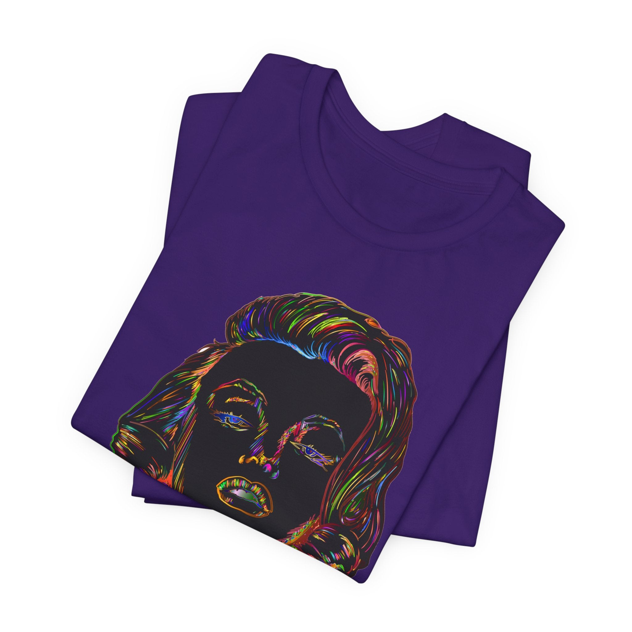 Neon Pop Art Portrait T-Shirt – Retro Rainbow Graphic Tee