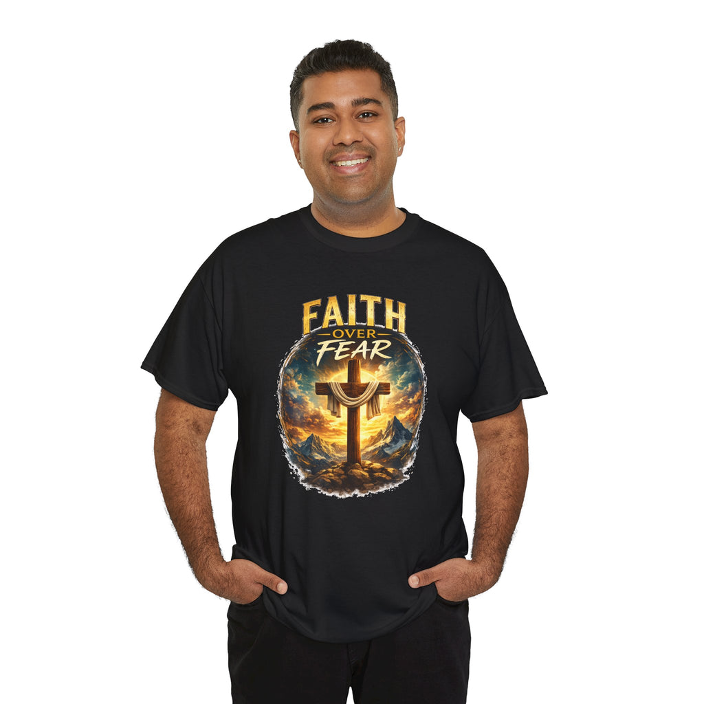 Faith Over Fear Christian T-Shirt | Cross Graphic Tee | Jesus Faith Shirt | Religious Unisex Shirt | Christian Gift for Men & Women