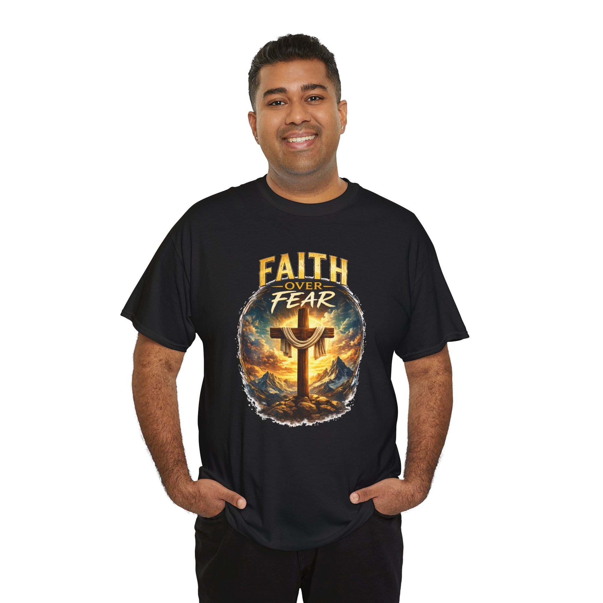 Faith Over Fear Christian T-Shirt | Cross Graphic Tee | Jesus Faith Shirt | Religious Unisex Shirt | Christian Gift for Men & Women