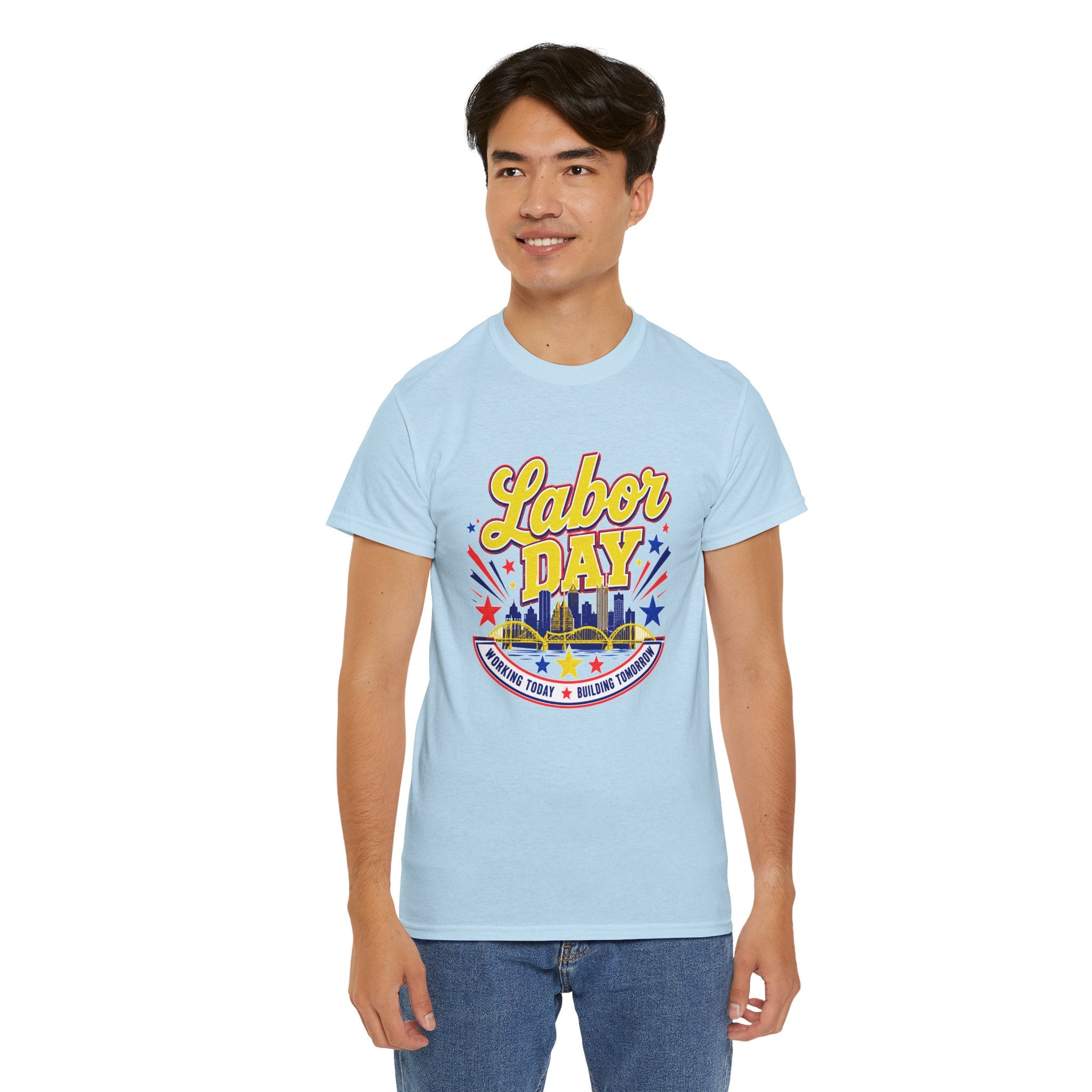 Labor Day Skyline T‑Shirt — Retro Stars & Stripes Celebration Tee