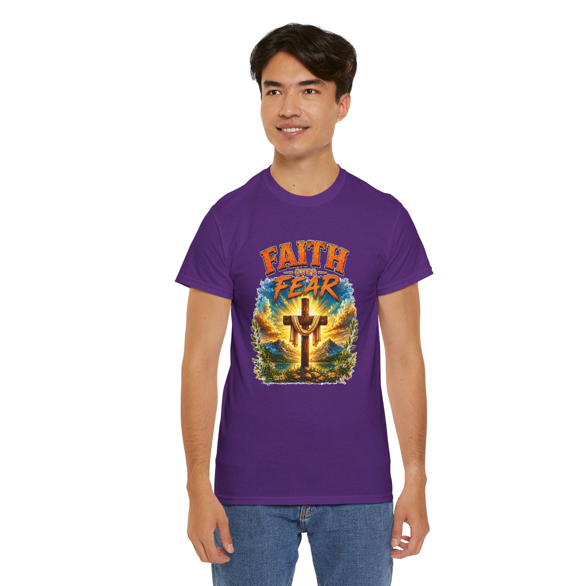 Faith Over Fear Christian T-Shirt | Cross Graphic Tee | Religious Unisex Shirt | Christian Gift