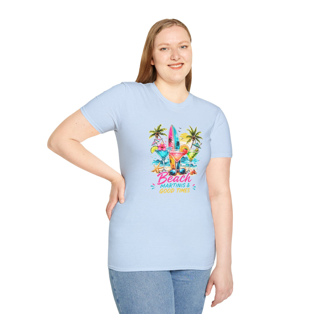 Beach Cocktails T-Shirt, Tropical Summer Shirt, Beach Martini Tee, Coastal Vacation Shirt, Summer Graphic Tee