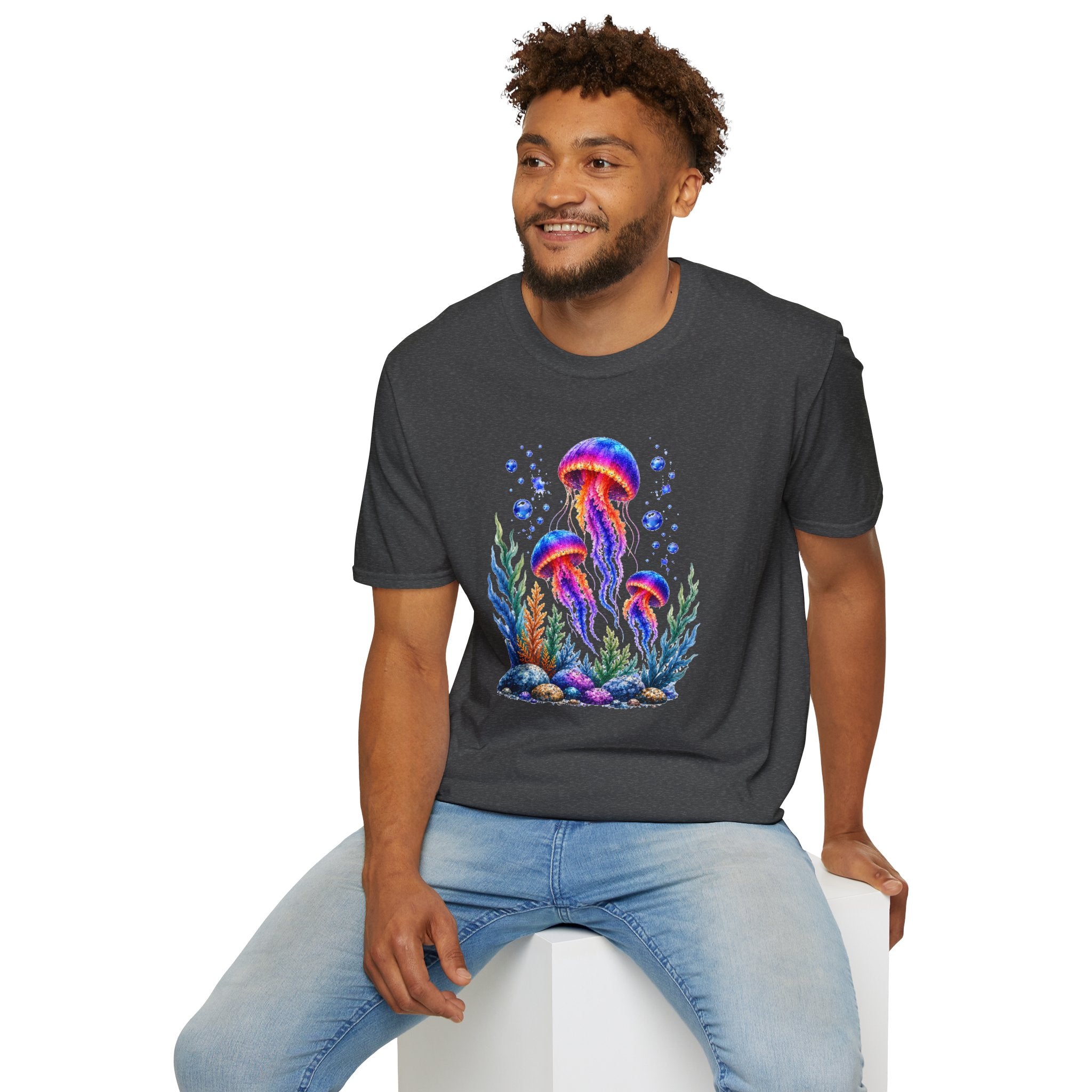 Colorful Jellyfish T-Shirt | Ocean Life Graphic Tee | Neon Sea Creature Shirt | Marine Life Gift | Beach Lover Unisex Tee