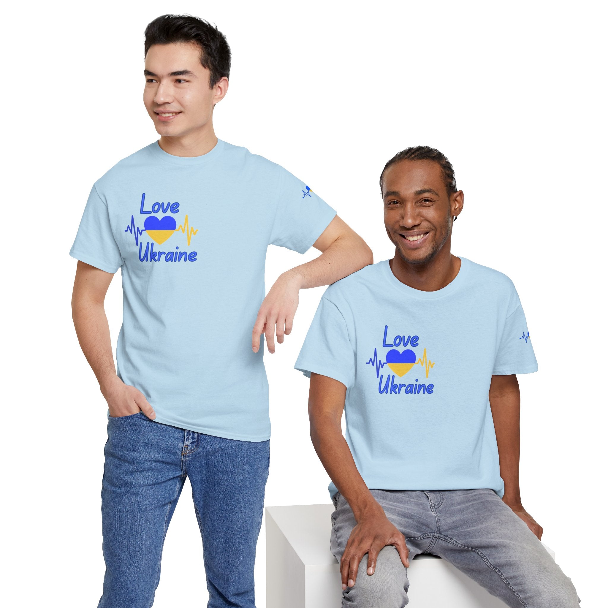 Love Ukraine T-Shirt — Heartbeat Flag Design