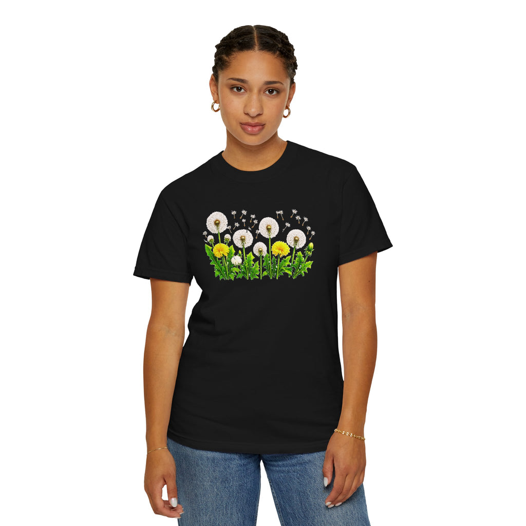 Dandelion Flower Shirt, Wildflower T-Shirt for Women, Botanical Graphic Tee, Spring Garden Shirt, Comfort Colors 1717