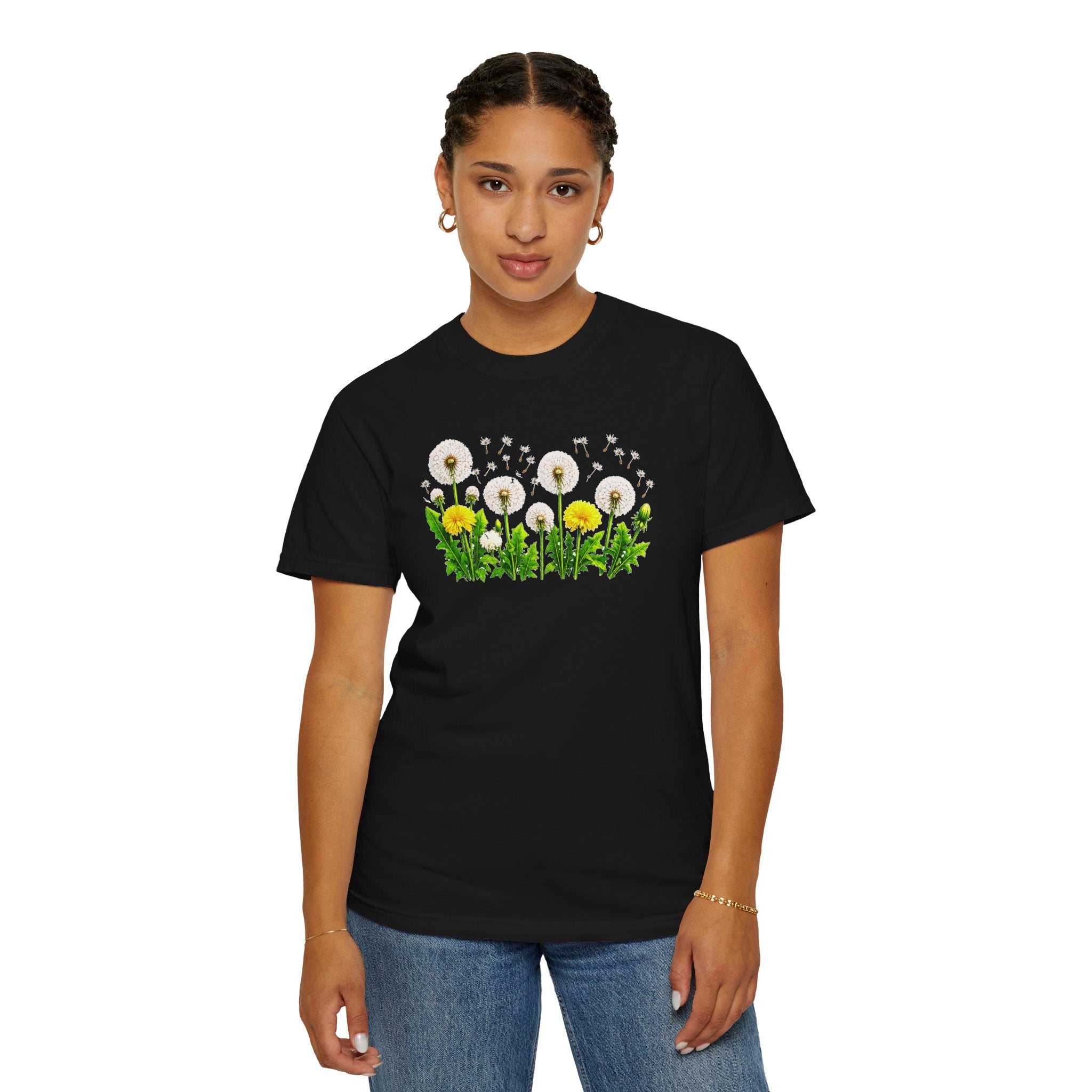 Dandelion Flower Shirt, Wildflower T-Shirt for Women, Botanical Graphic Tee, Spring Garden Shirt, Comfort Colors 1717