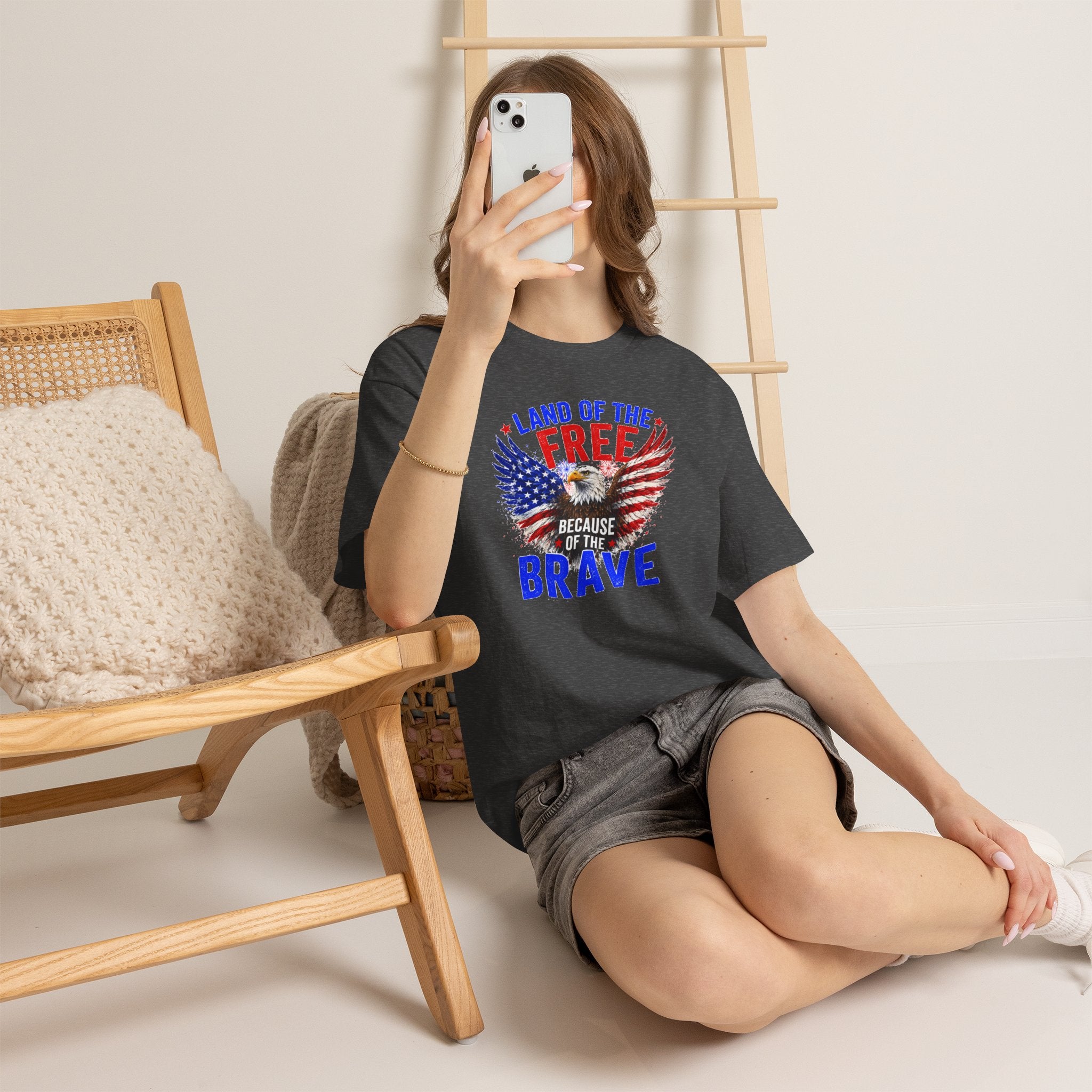 Land of the Free Because of the Brave Shirt, Patriotic Eagle T-Shirt, American Flag Tee, 4th of July Shirt, Veteran Gift, USA Pride Tee