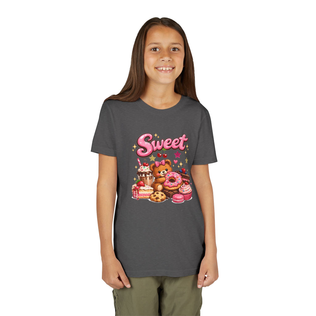 Youth Tee - "Sweet" Teddy Bear with Donuts & Desserts Kids Shirt
