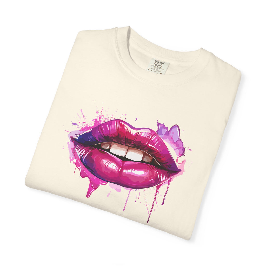 Lip Art T-Shirt — Pink Drip Painted Lips Graphic Tee