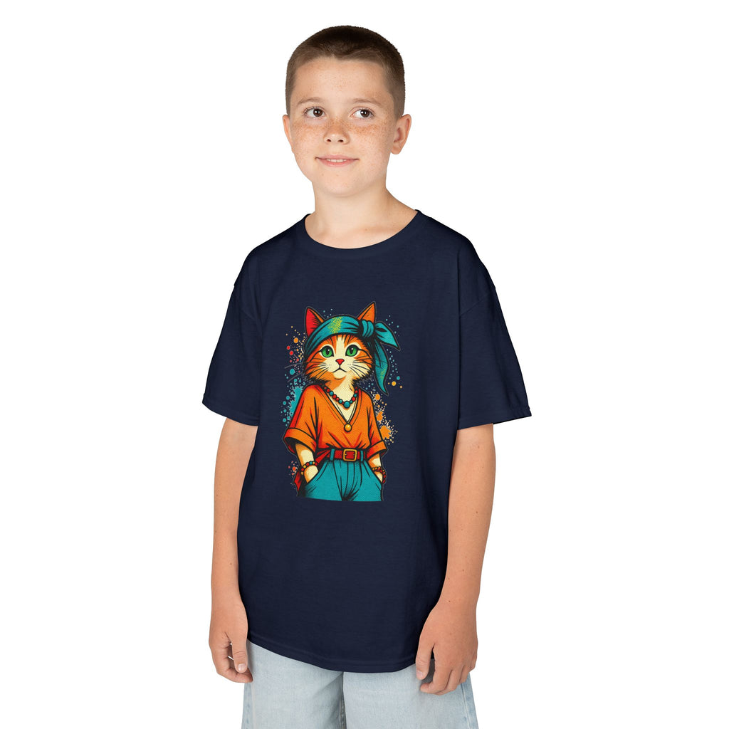 Kid's Retro Cat Tee — Cool Cat Graphic Shirt for Kids