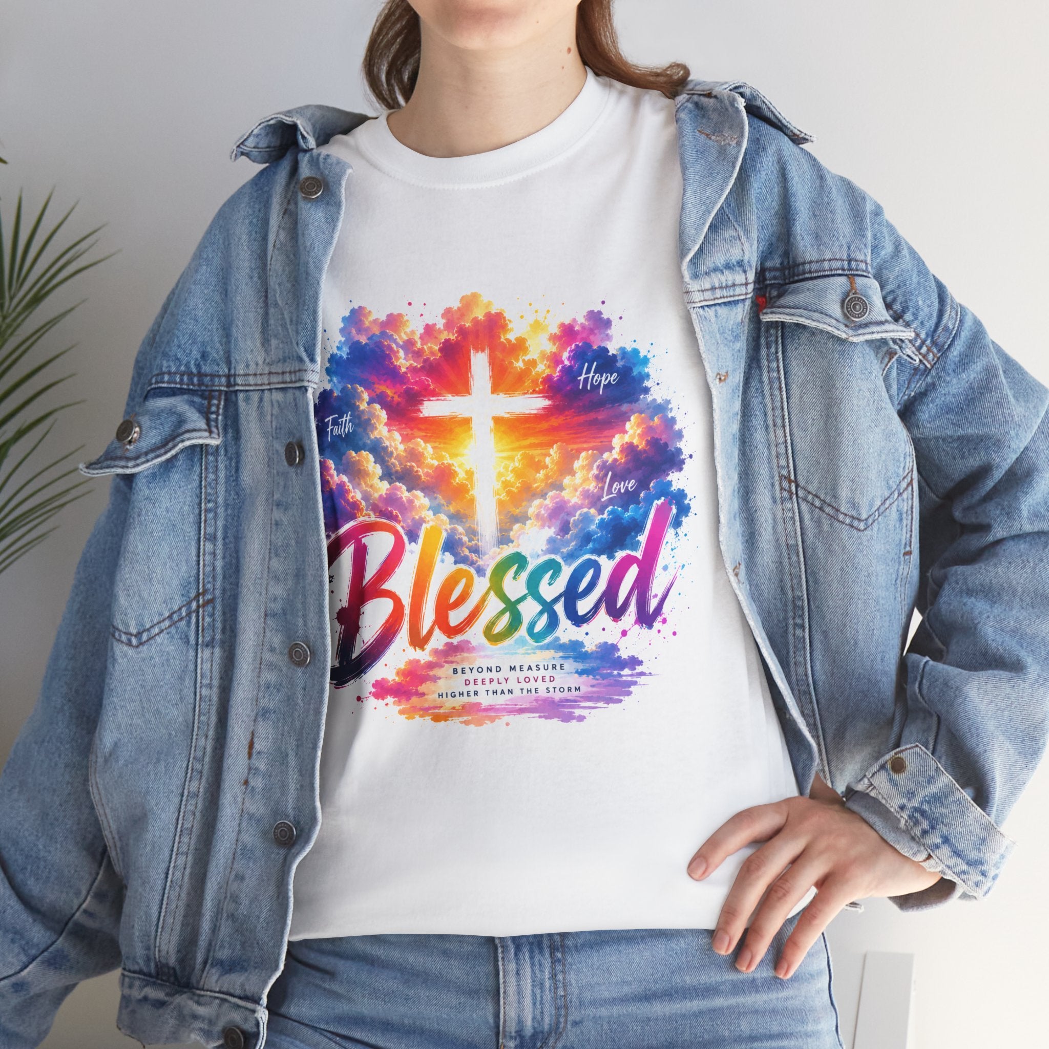 Blessed Christian T-Shirt, Colorful Cross Shirt, Faith Graphic Tee, Jesus Lover Gift, Religious Unisex Shirt