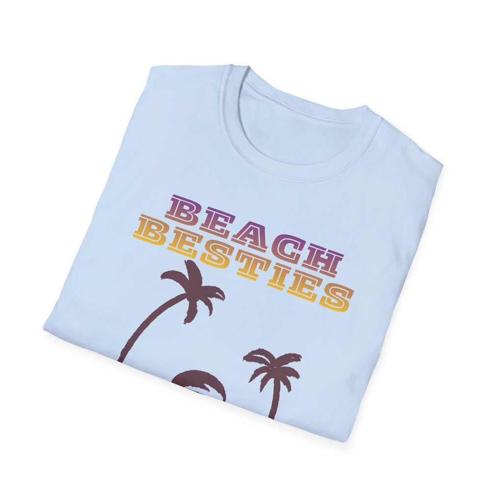 Beach Besties Shirt, Retro Beach Tee, Palm Tree Sunset T-Shirt, Summer Vacation Shirt