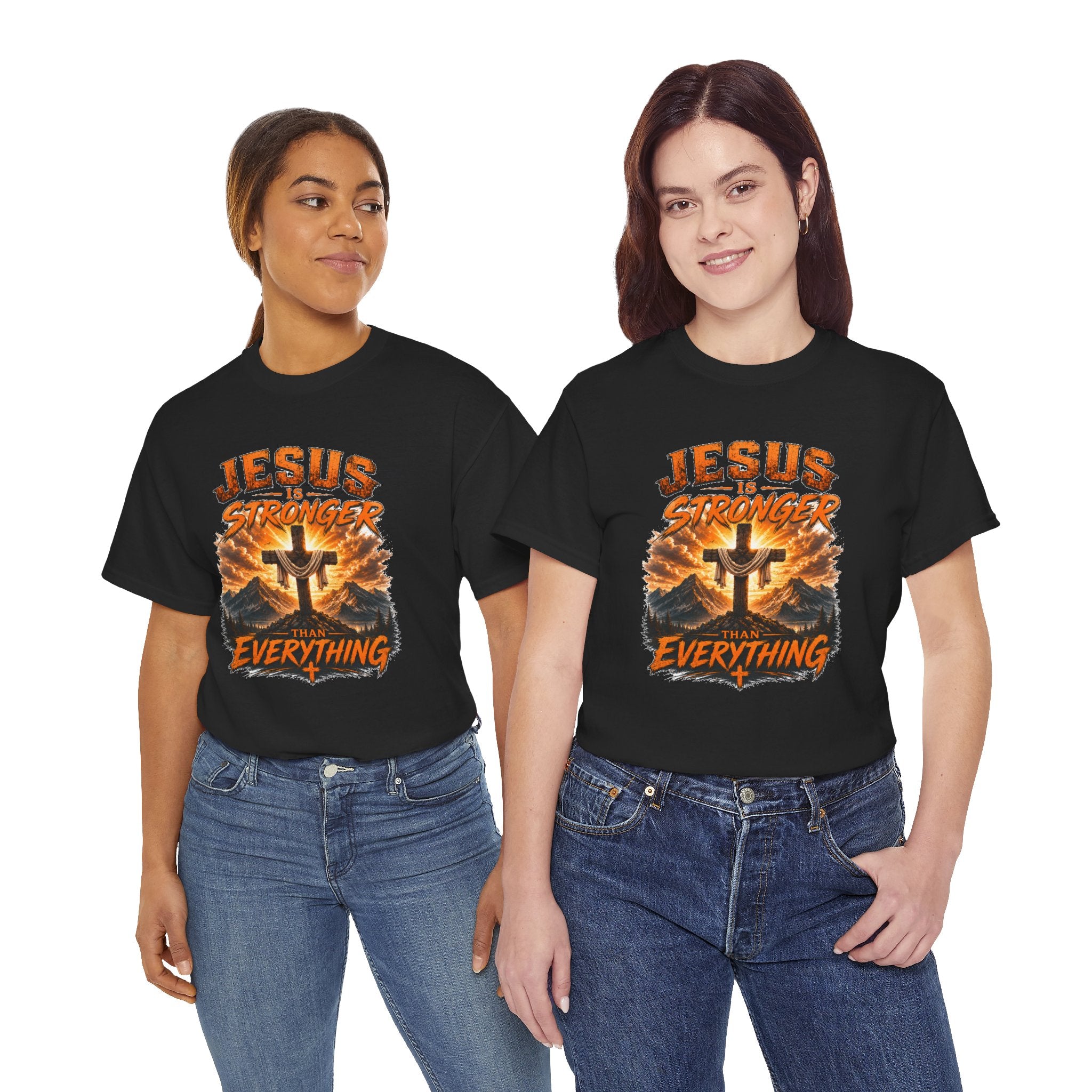 Jesus Is Stronger Than Everything Christian T-Shirt | Faith Cross Graphic Tee | Religious Unisex Shirt | Christian Gift