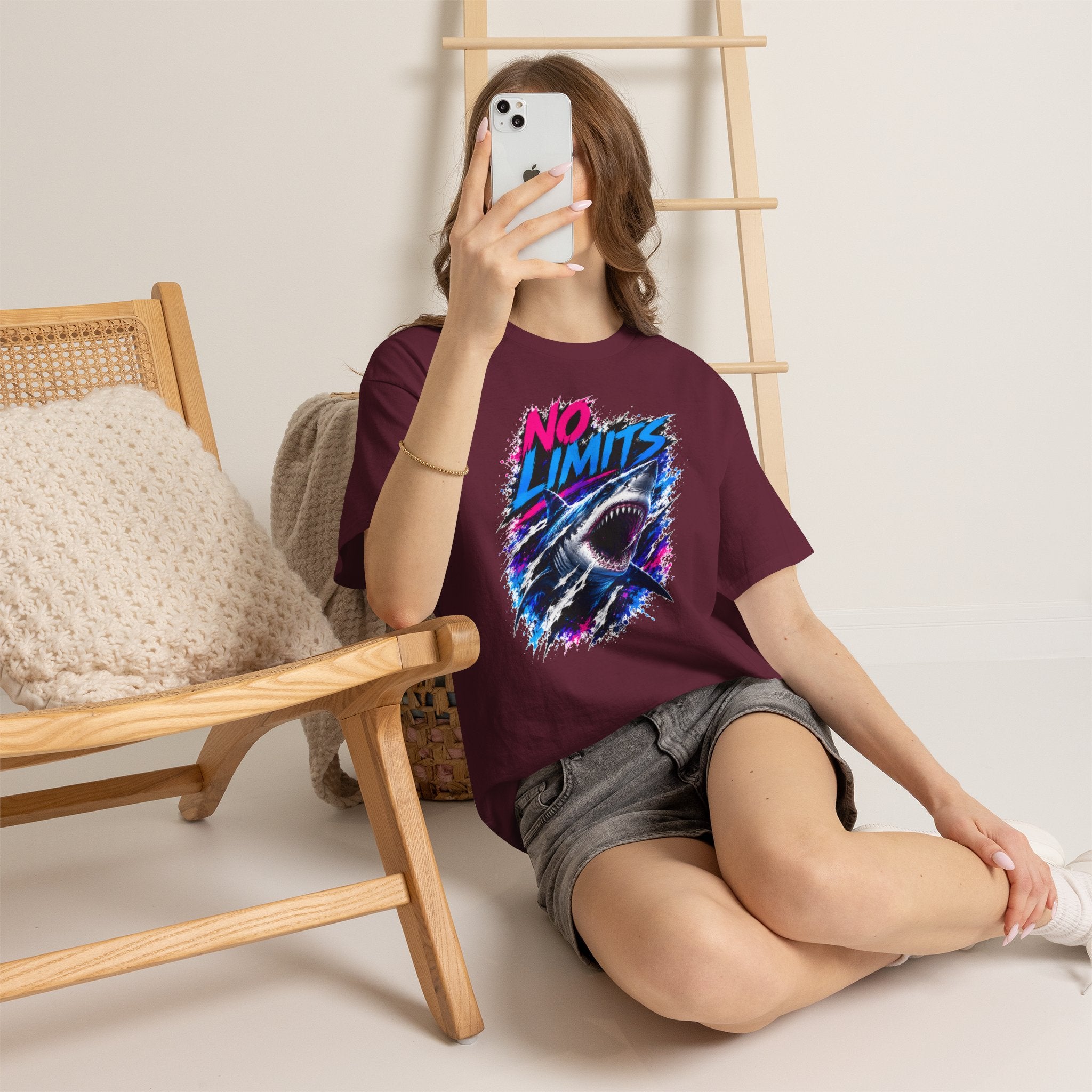 No Limits Shark T-Shirt | Great White Shark Graphic Tee | Unisex Streetwear Shirt | Ocean Lover Gift | Bold Shark Art Tee