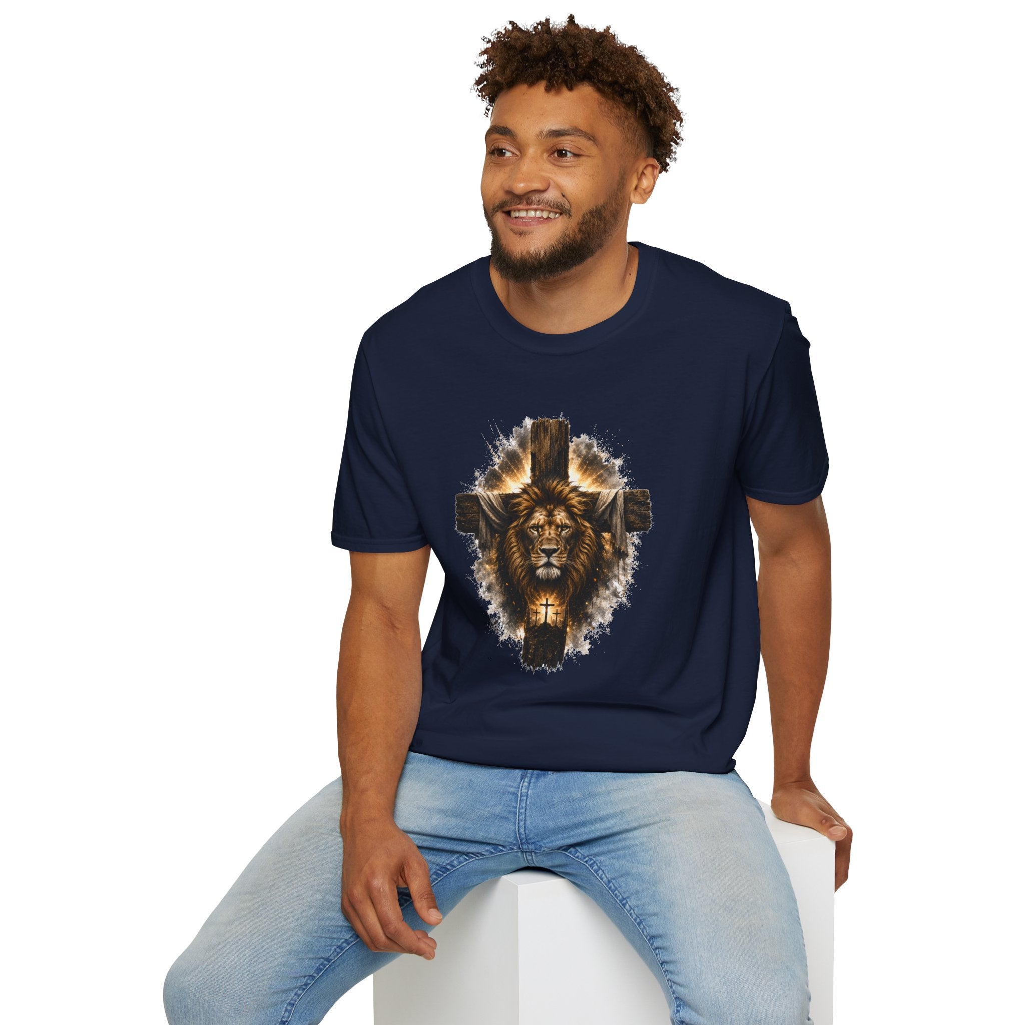 Lion Cross T-Shirt, Christian Faith Shirt, Lion of Judah Graphic Tee, Religious Gift