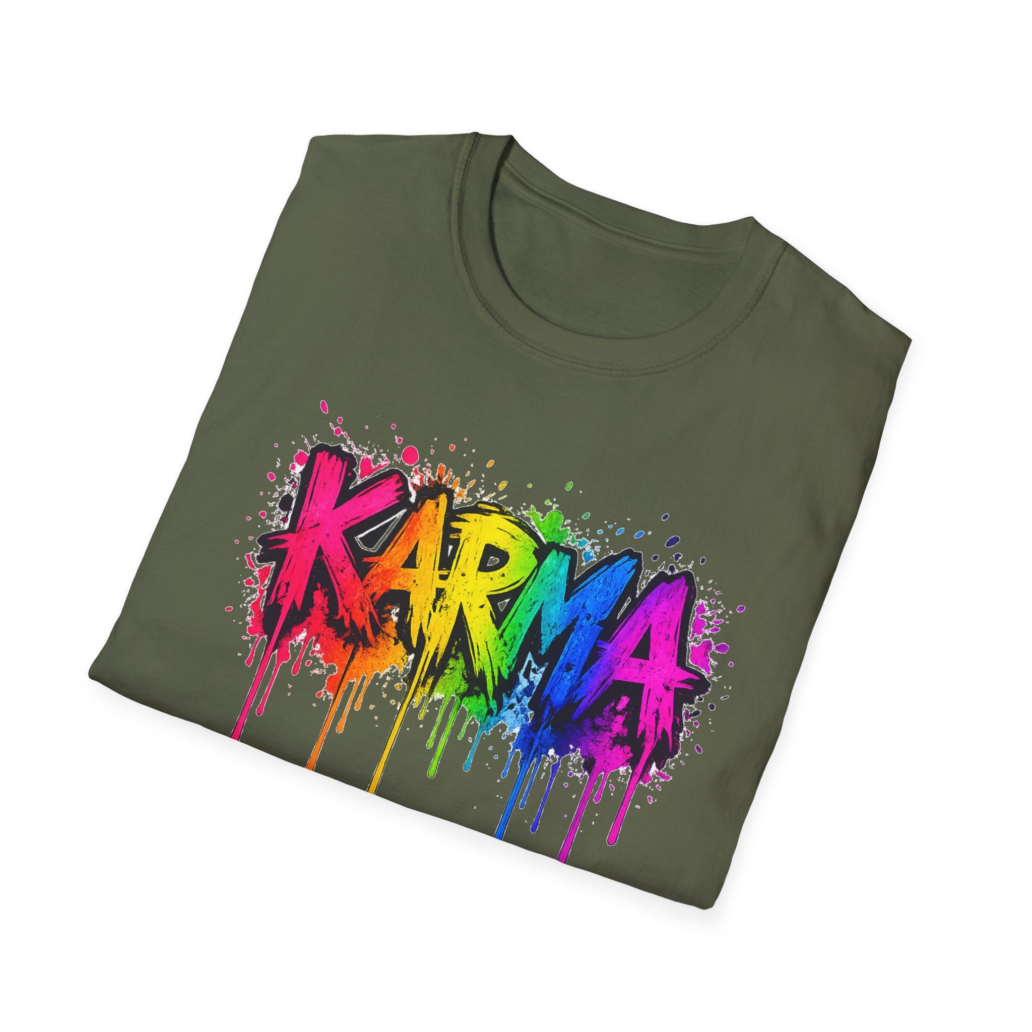 Karma Rainbow Drip Shirt, Funny Graphic Tee, Colorful Streetwear T-Shirt, Unisex Casual Tee, Gift Idea