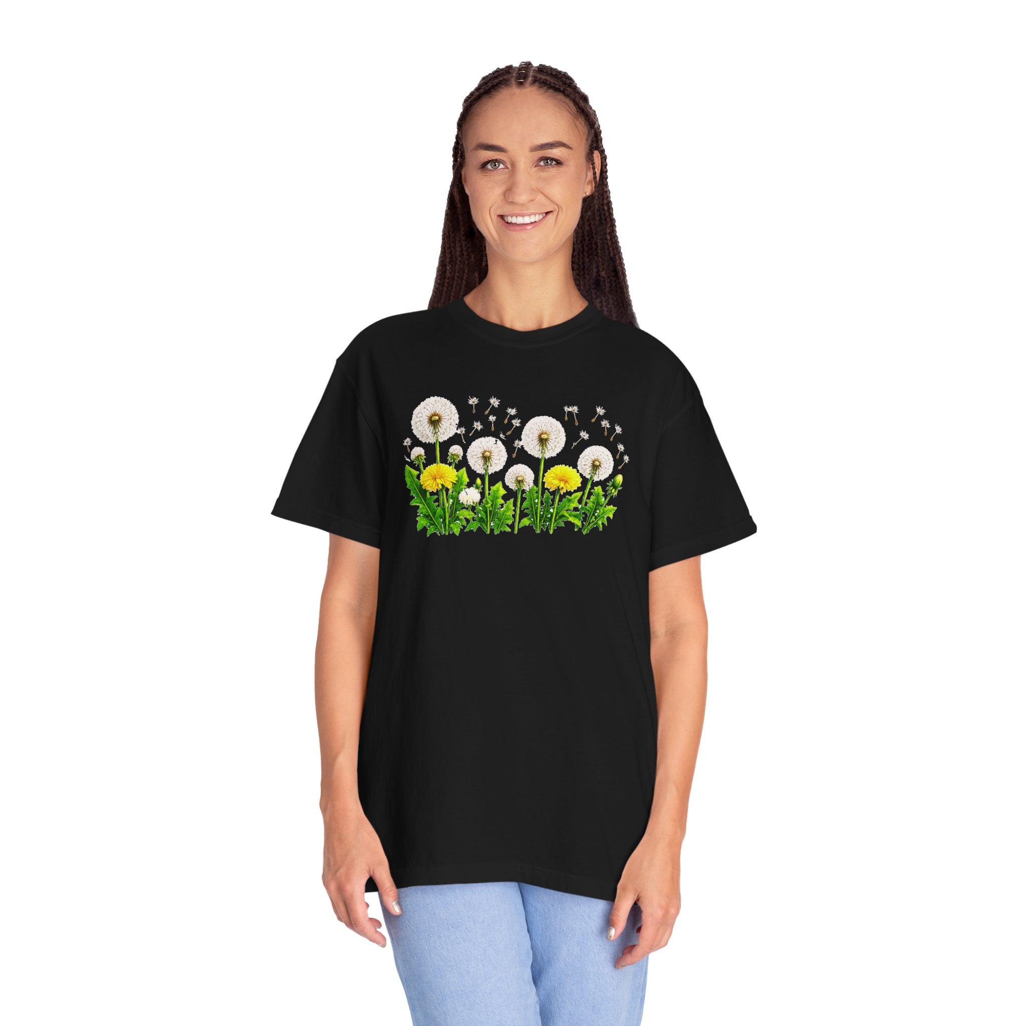 Dandelion Flower Shirt, Wildflower T-Shirt for Women, Botanical Graphic Tee, Spring Garden Shirt, Comfort Colors 1717