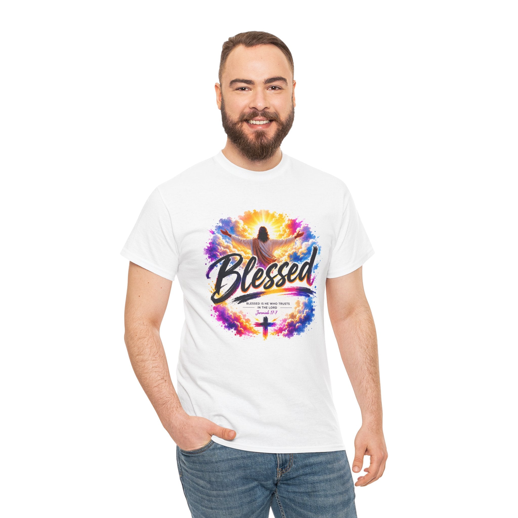 Blessed Christian T-Shirt, Faith Cross Shirt, Religious Graphic Tee, Jesus Lover Gift, Inspirational Unisex Christian Shirt