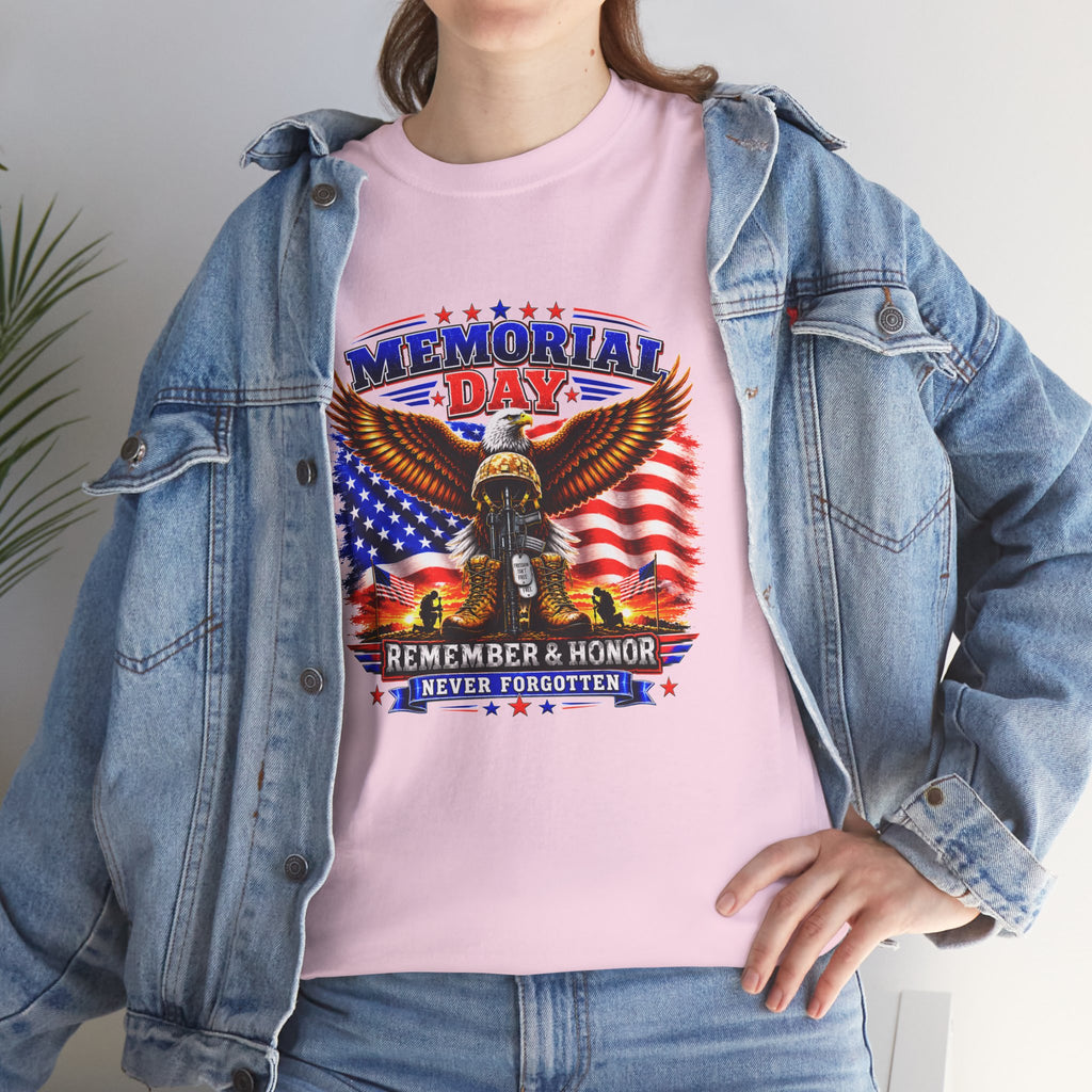 Memorial Day Shirt, Patriotic Eagle T-Shirt, Remember & Honor Tee, American Flag Graphic Shirt, Military Tribute Gift