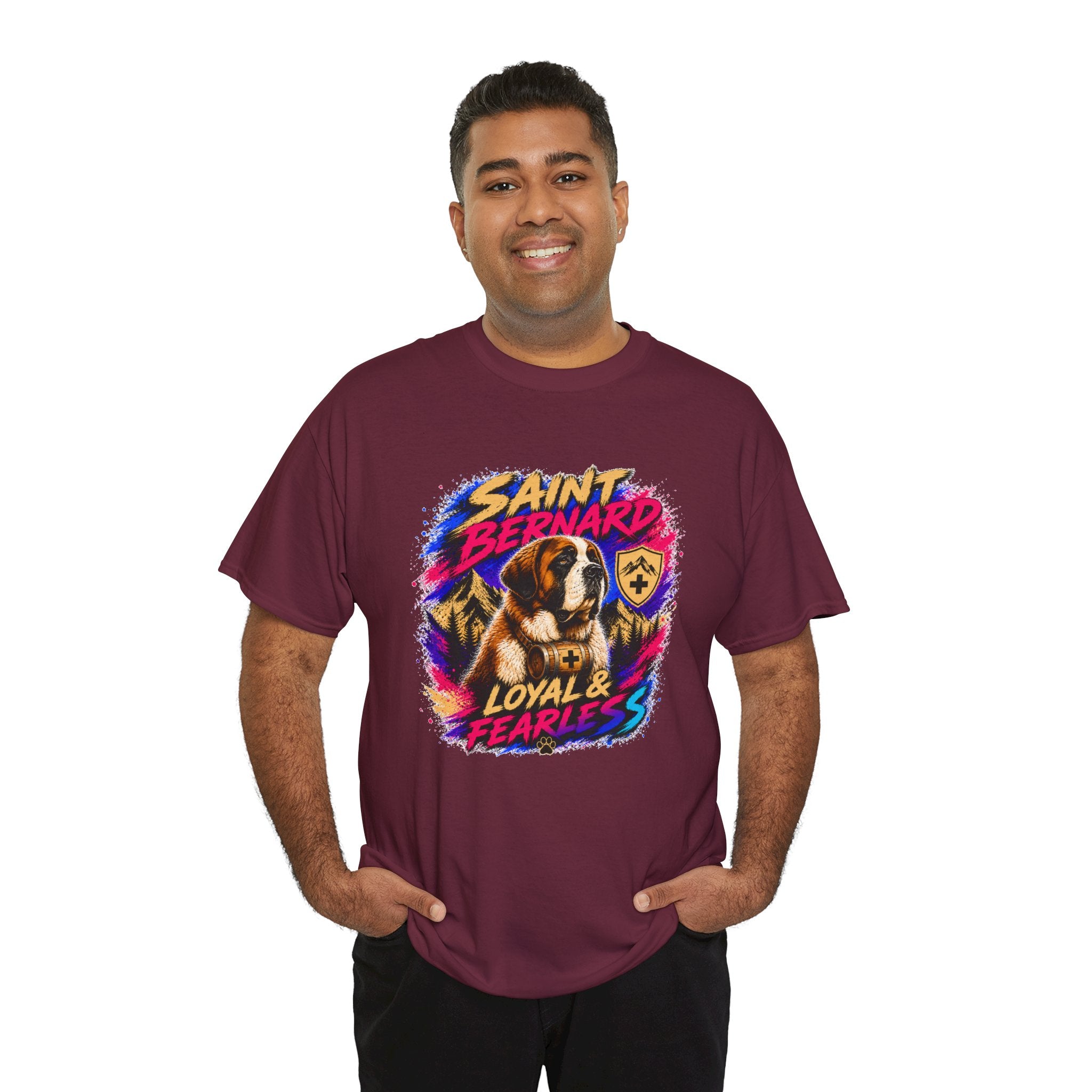 Saint Bernard Dog Shirt, Loyal & Fearless T-Shirt, Colorful Saint Bernard Tee, Dog Lover Gift, Unisex Graphic Tee