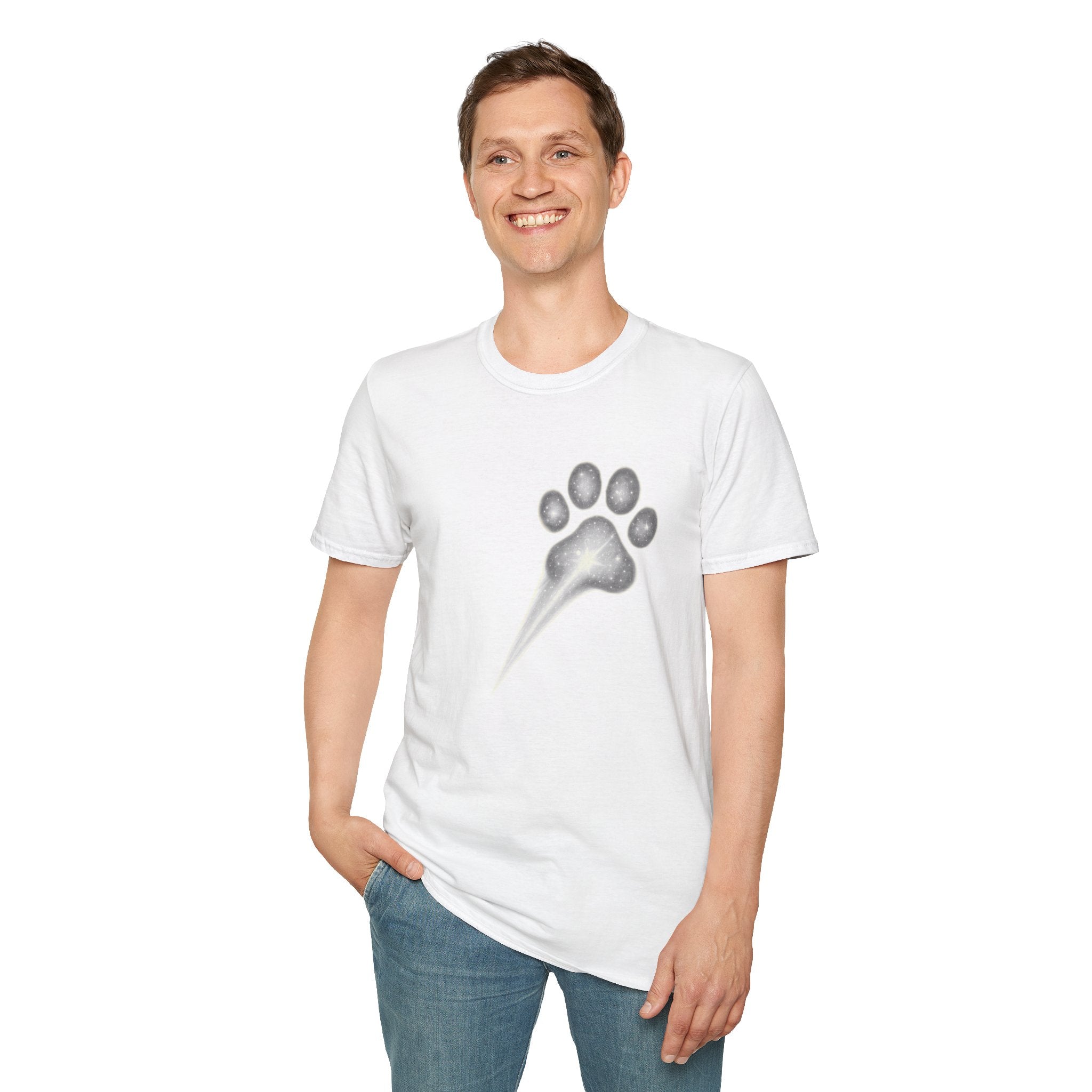 Cat Paw Meteor T-Shirt - Minimalist Paw Print Meteor Design