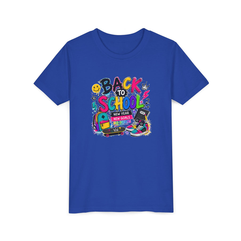 Back to School Youth T-Shirt | First Day of School Shirt | Backpack Sneakers Graphic Tee | Boys Girls School Tee | Student Gift