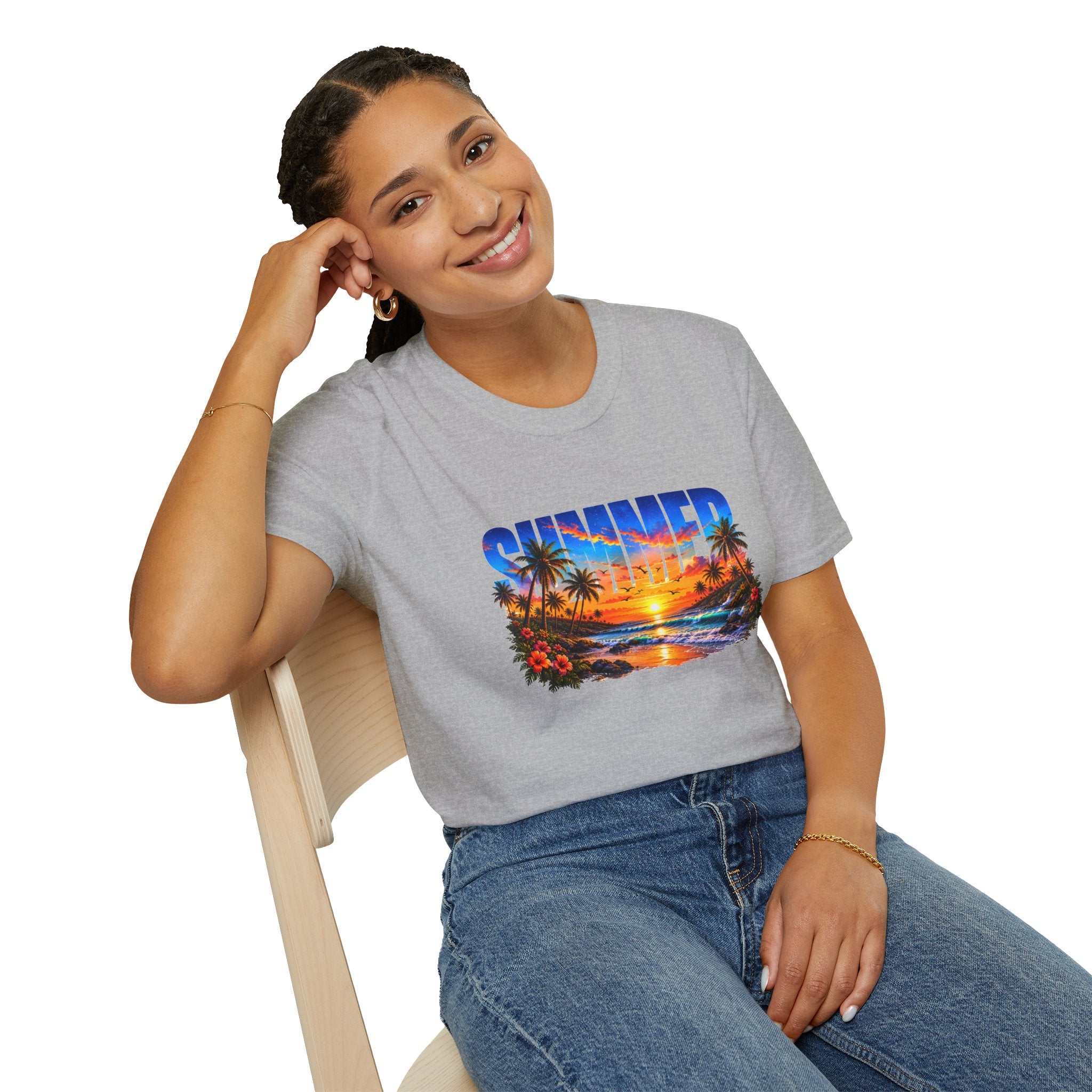 Summer Beach T Shirt Sunset Palm Graphic Tee