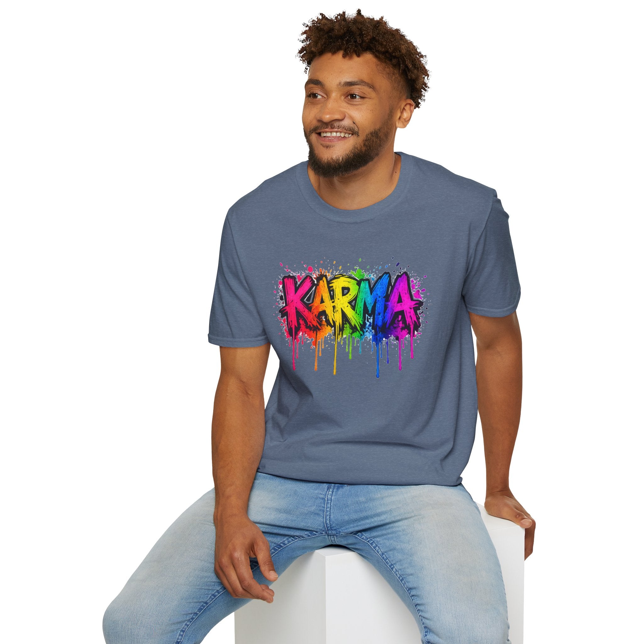 Karma Rainbow Drip Shirt, Funny Graphic Tee, Colorful Streetwear T-Shirt, Unisex Casual Tee, Gift Idea