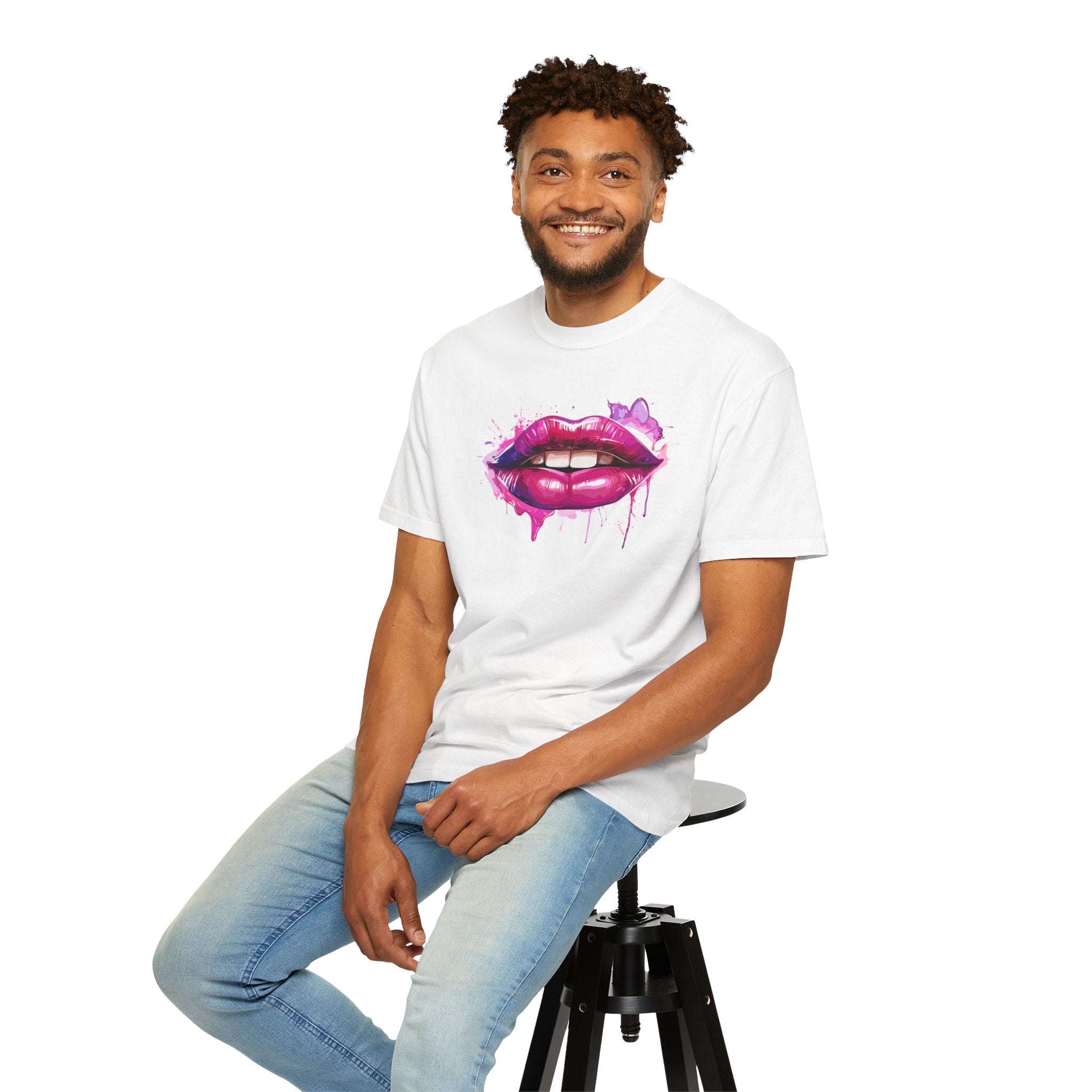 Lip Art T-Shirt — Pink Drip Painted Lips Graphic Tee