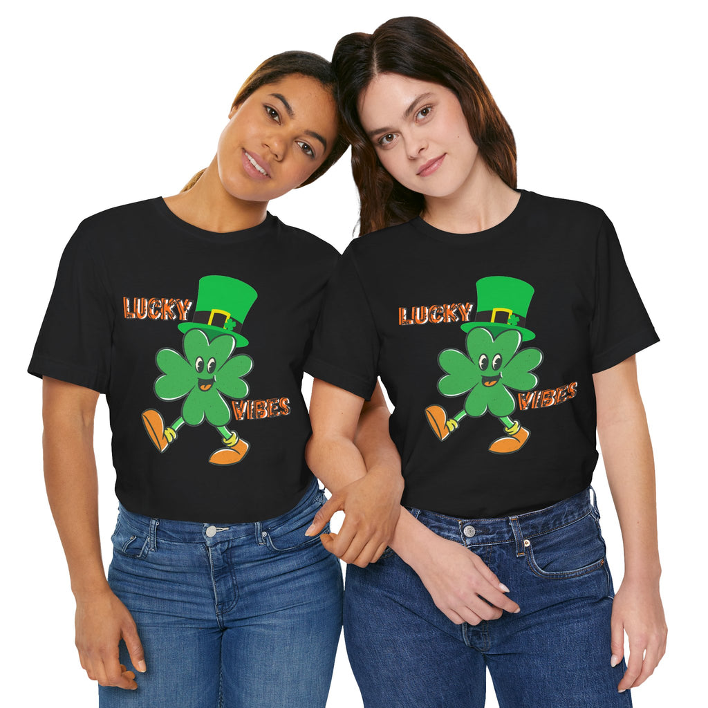 Lucky Vibes Saint Patrick's Day T-Shirt — Walking Shamrock Graphic Tee