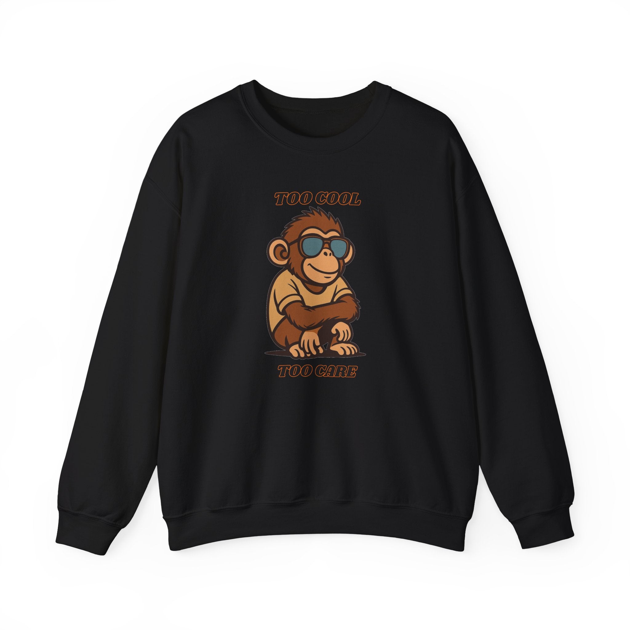 Too Cool Too Care Monkey Sweatshirt — Cute Sunglasses Ape Crewneck
