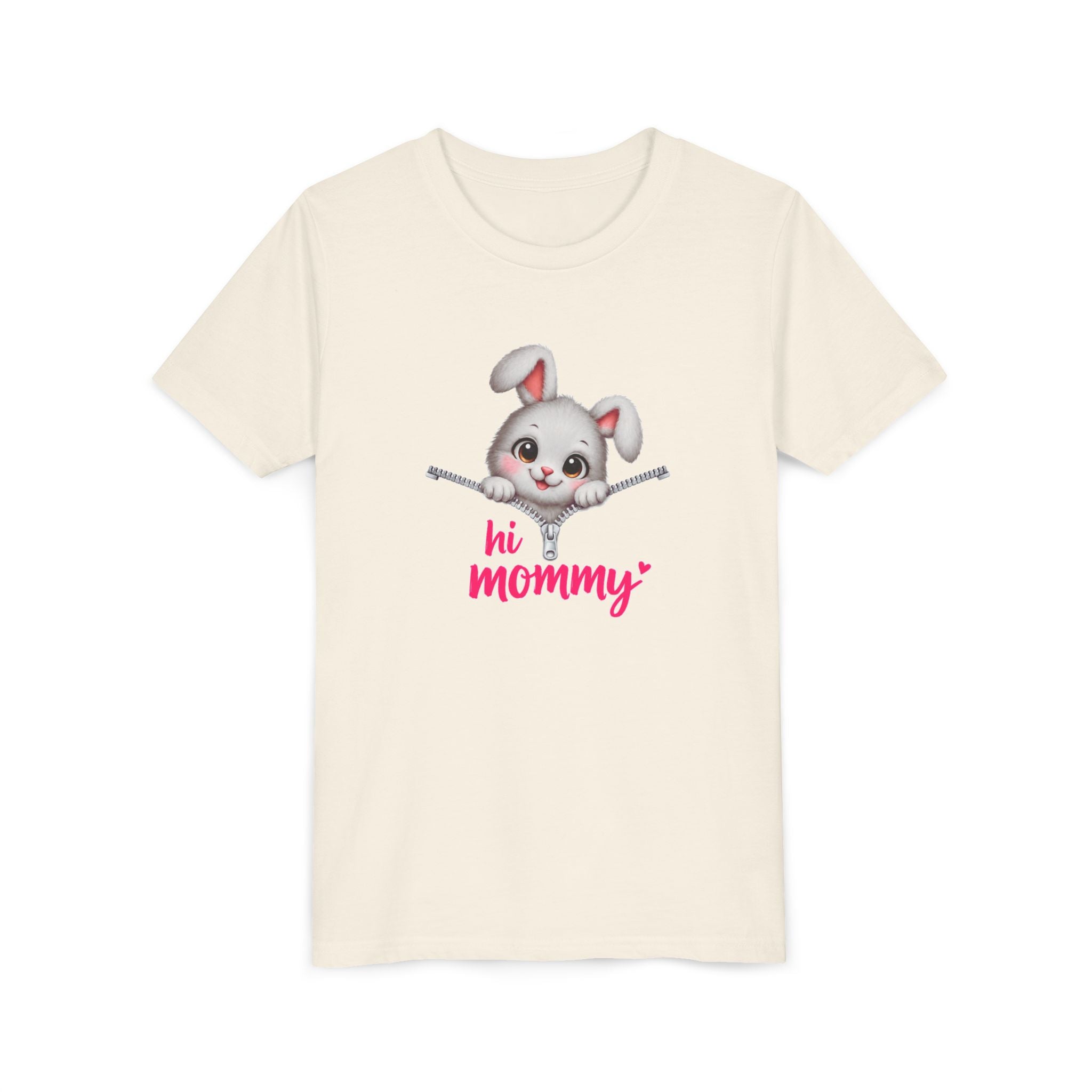 Cute Bunny Youth Shirt, Hi Mommy Kids Tee, Funny Rabbit Graphic T-Shirt, Cute Animal Lover Gift for Girls