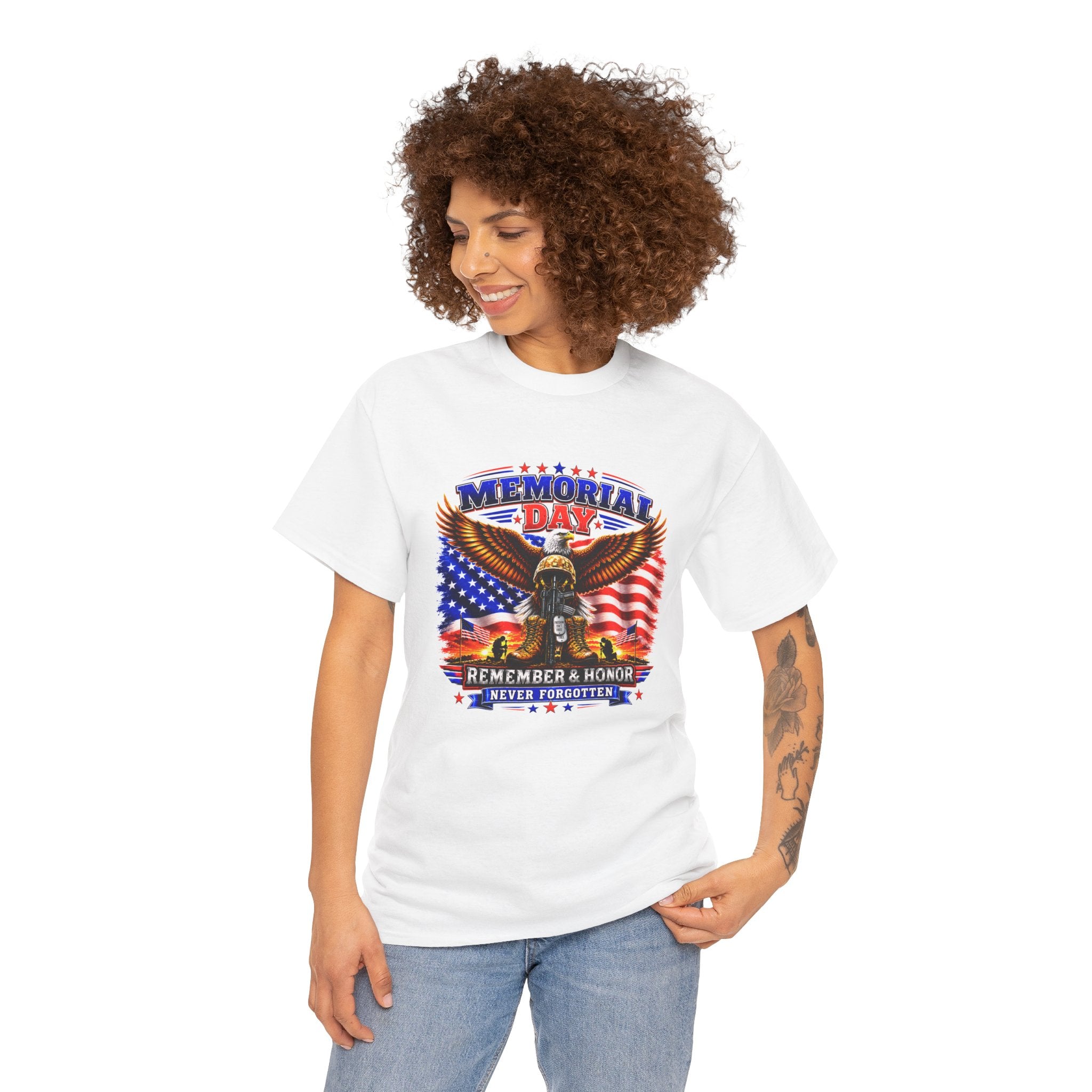 Memorial Day Shirt, Patriotic Eagle T-Shirt, Remember & Honor Tee, American Flag Graphic Shirt, Military Tribute Gift