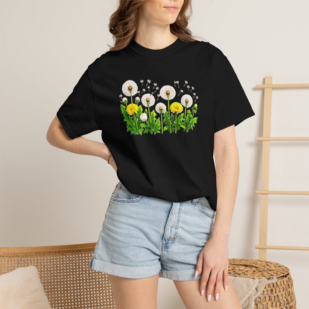 Dandelion Flower Shirt, Wildflower T-Shirt for Women, Botanical Graphic Tee, Spring Garden Shirt, Comfort Colors 1717