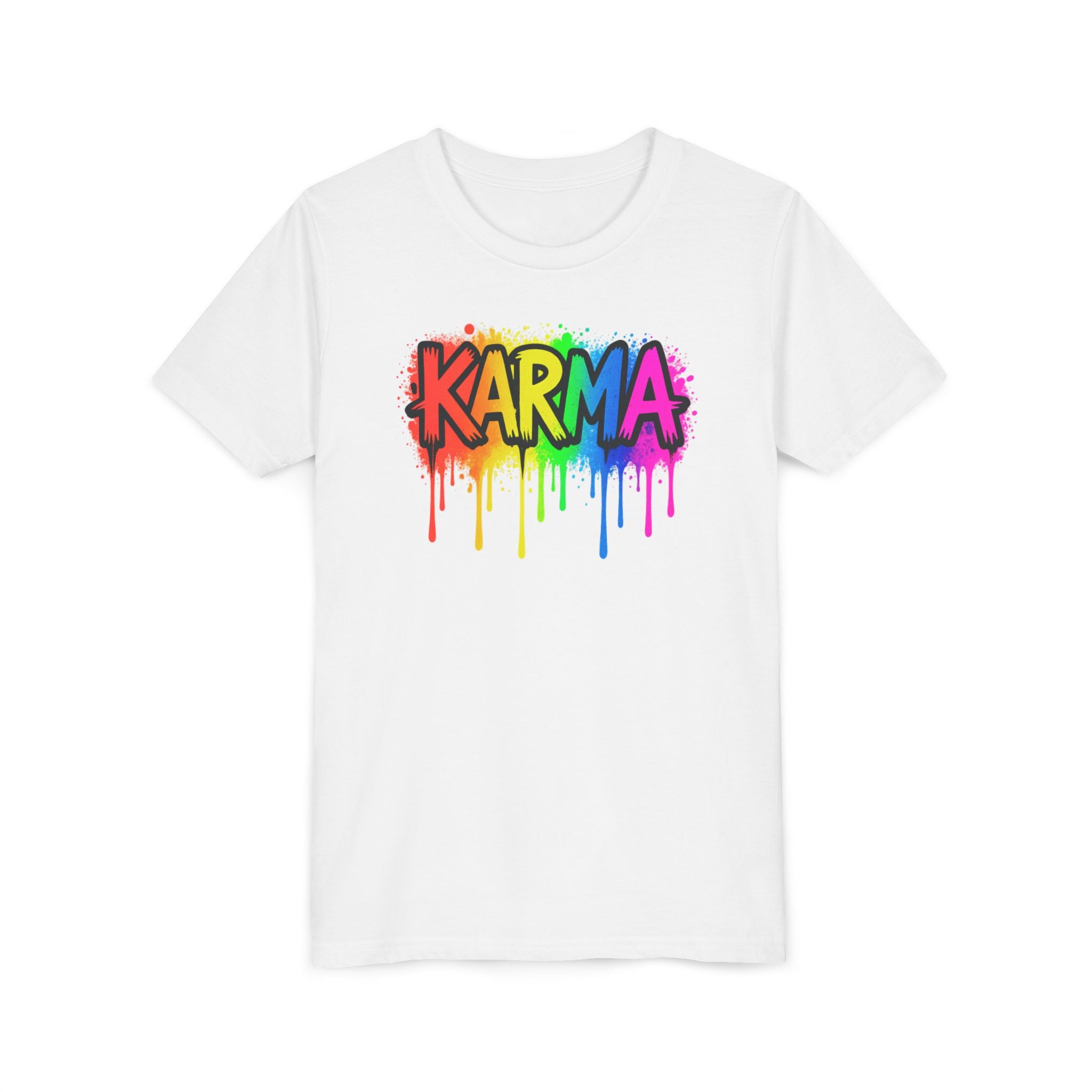KARMA Rainbow Drip Youth Tee – Colorful Graffiti Kids T-Shirt