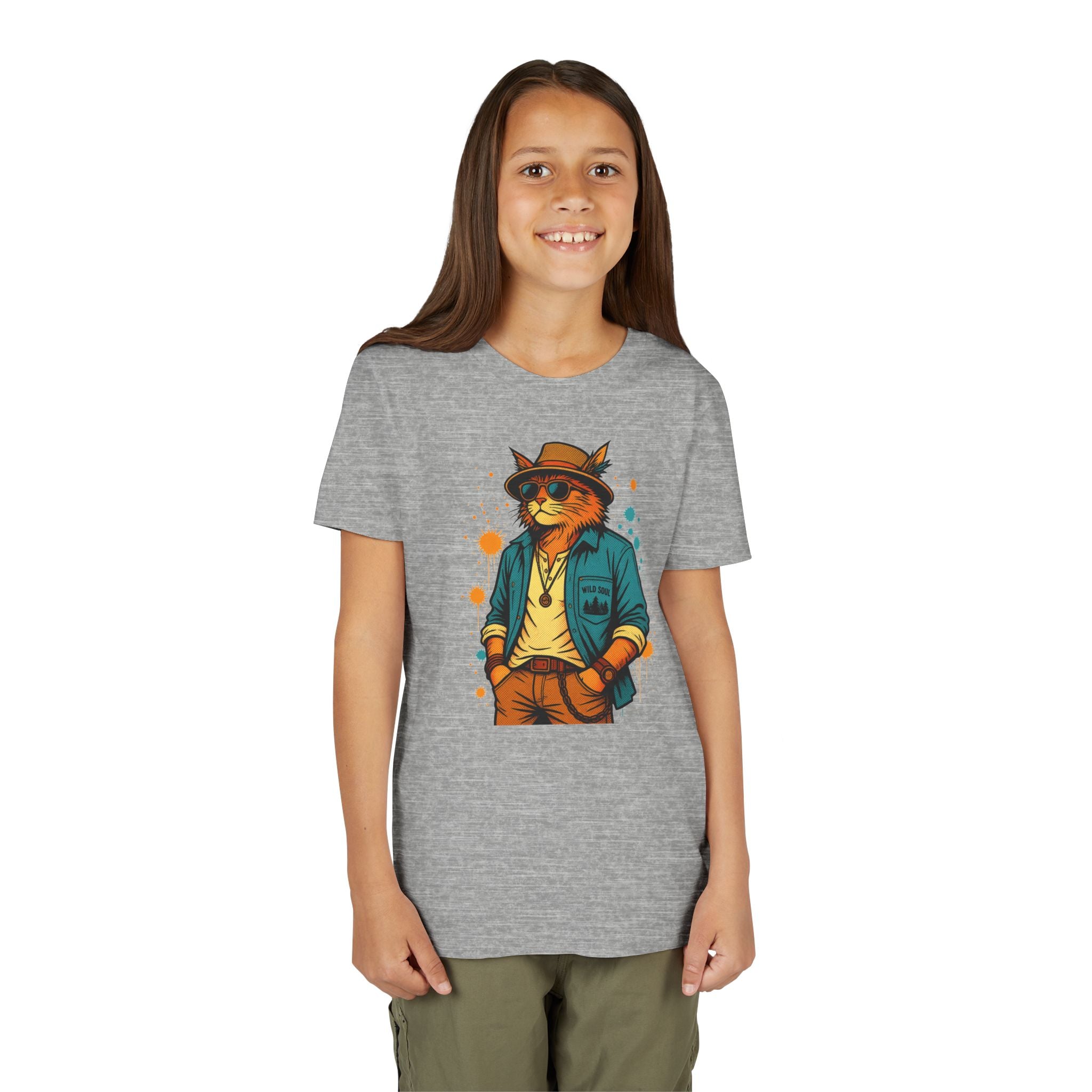 Youth Cat Graphic Tee — Cool Retro Cat in Sunglasses Kids T-Shirt