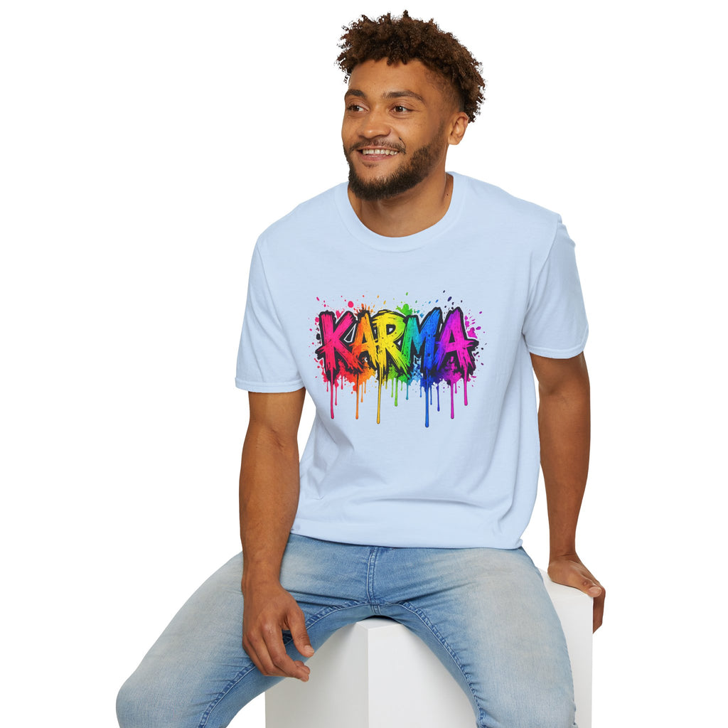 Karma Rainbow Drip Shirt, Funny Graphic Tee, Colorful Streetwear T-Shirt, Unisex Casual Tee, Gift Idea