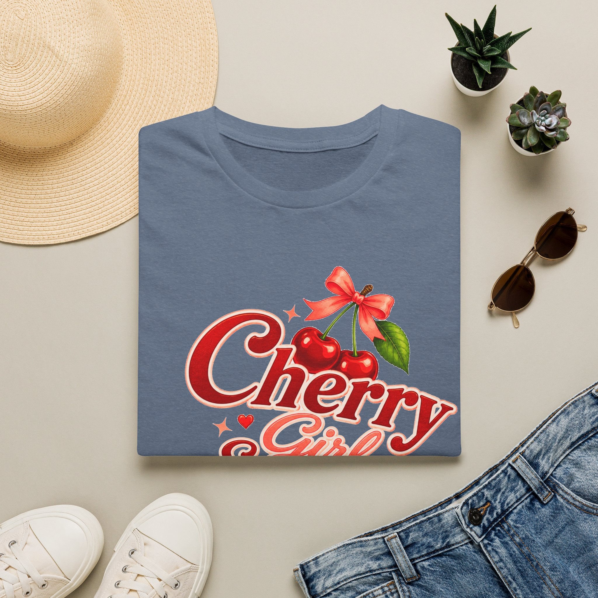 Cherry Girl Summer T-Shirt | Cute Retro Cherry Tee | Coquette Aesthetic Shirt | Summer Graphic Tee | Trendy Women's Shirt