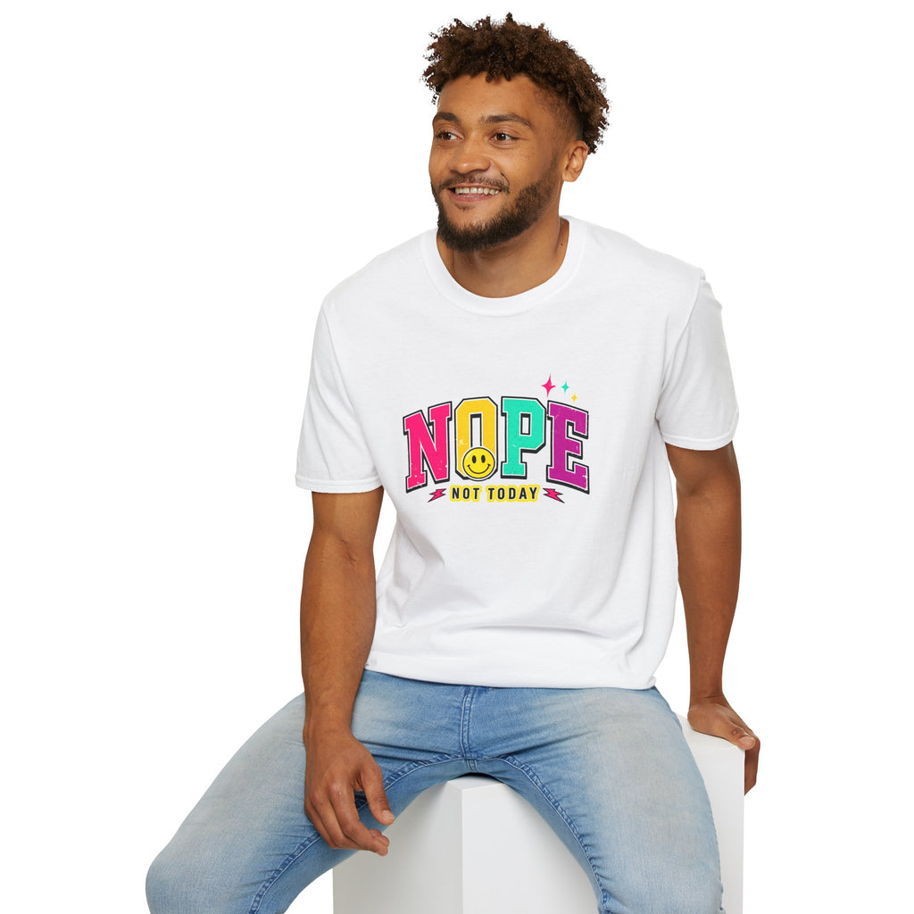 Nope Not Today T-Shirt — Retro Colorful Graphic Tee with Smiley