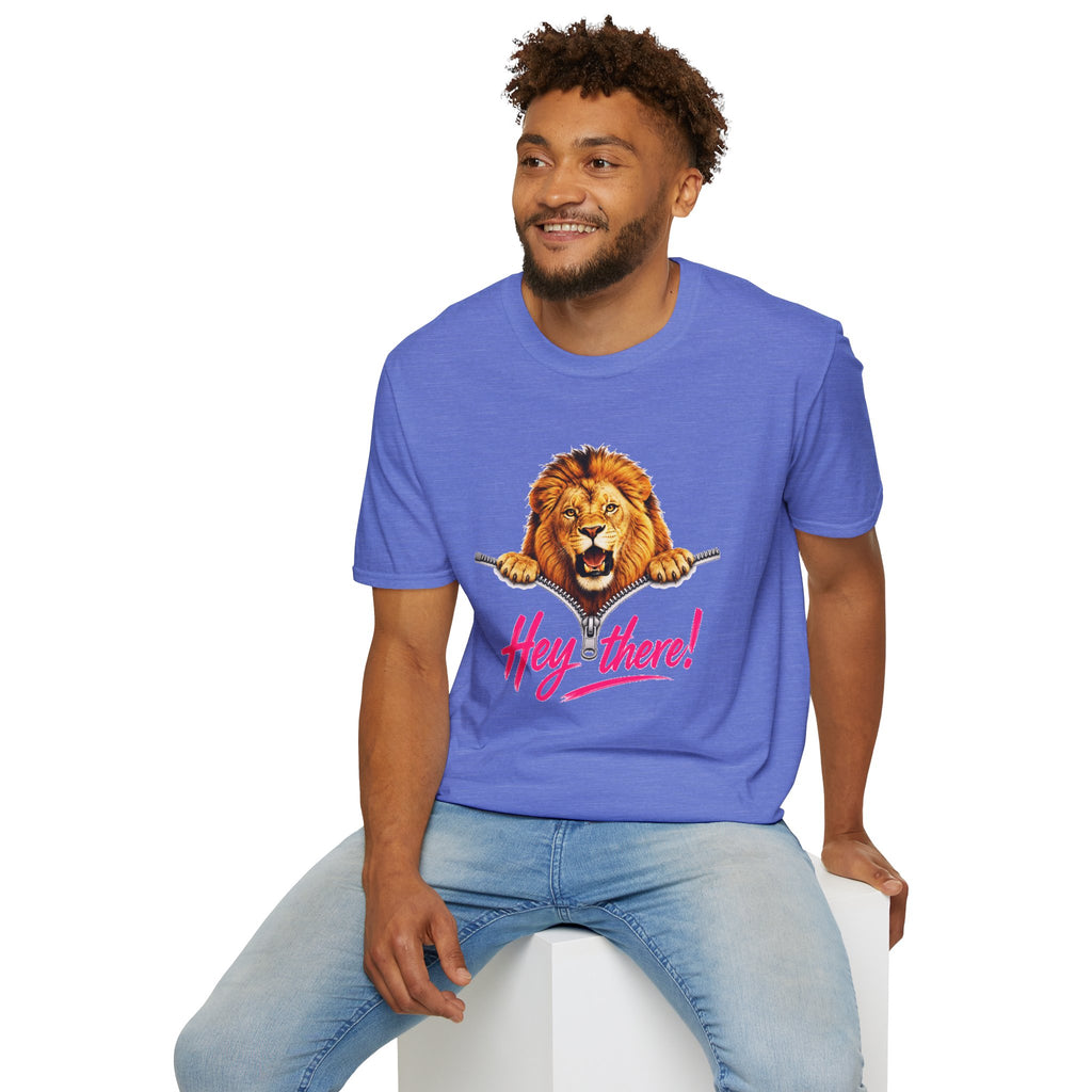 Lion Graphic Tee, Hey There Lion Shirt, Cute Roaring Lion T-Shirt, Funny Animal Graphic Tee, Unisex Casual Shirt
